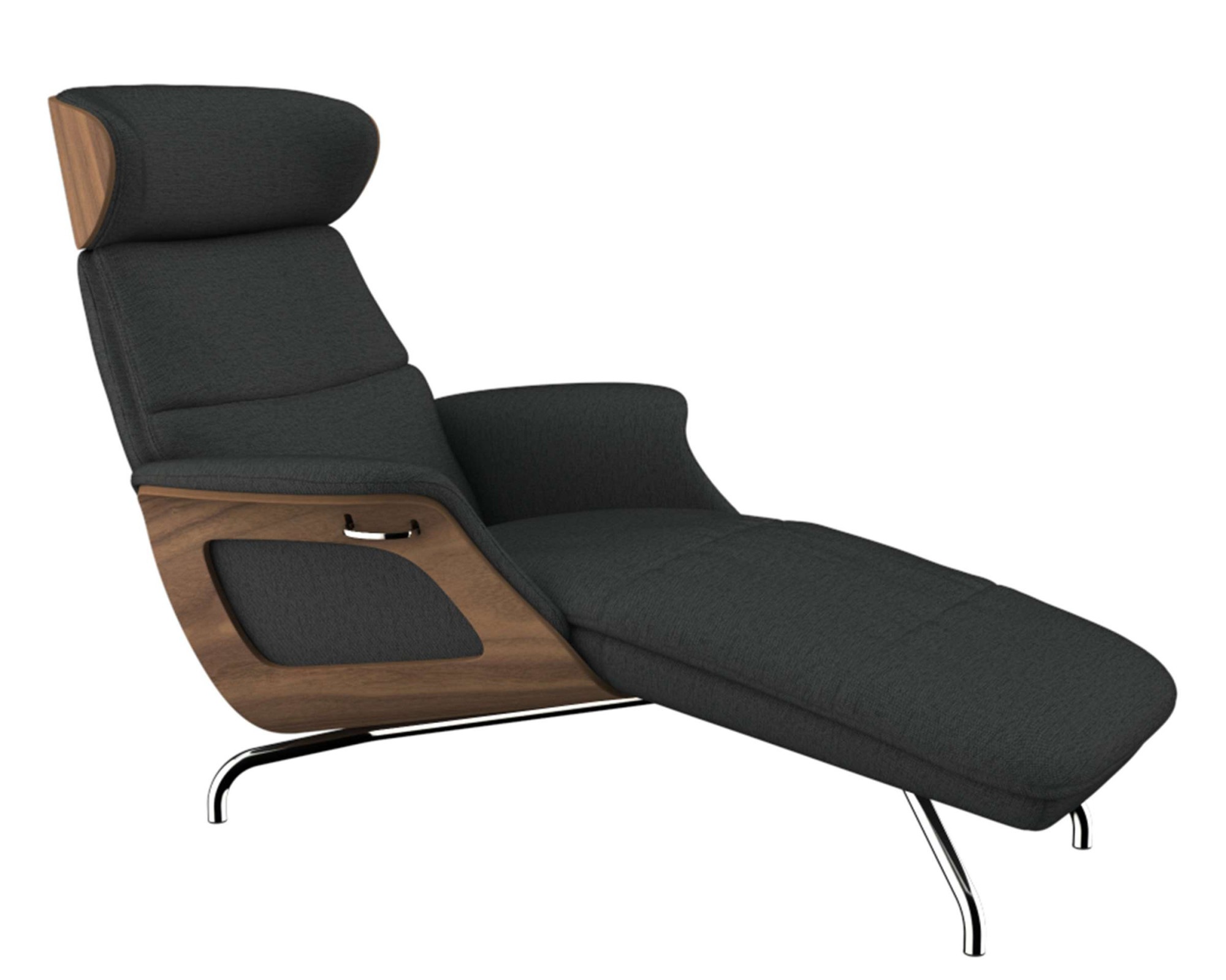 FLEXLUX Loungesessel »Clement Chaislongue, Relaxstuhl, Liegesessel,«, Rücken- & Kopfteilverstellung, Armlehne, Walnuss, Fuß Alu