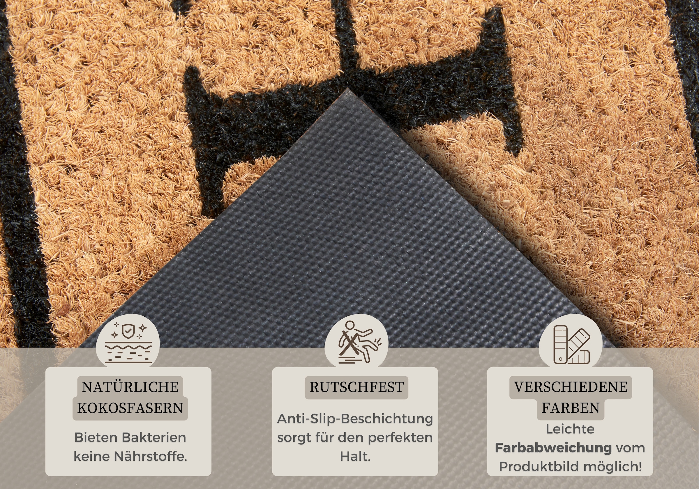 HANSE Home Fußmatte »Mix Mats Kokos Wide Home Border, Türmatte«, rechteckig, 15 mm Höhe, Kokos, Schmutzfangmatte, Outdoor, Rutschfest, Innen, Kokosmatte, Flur