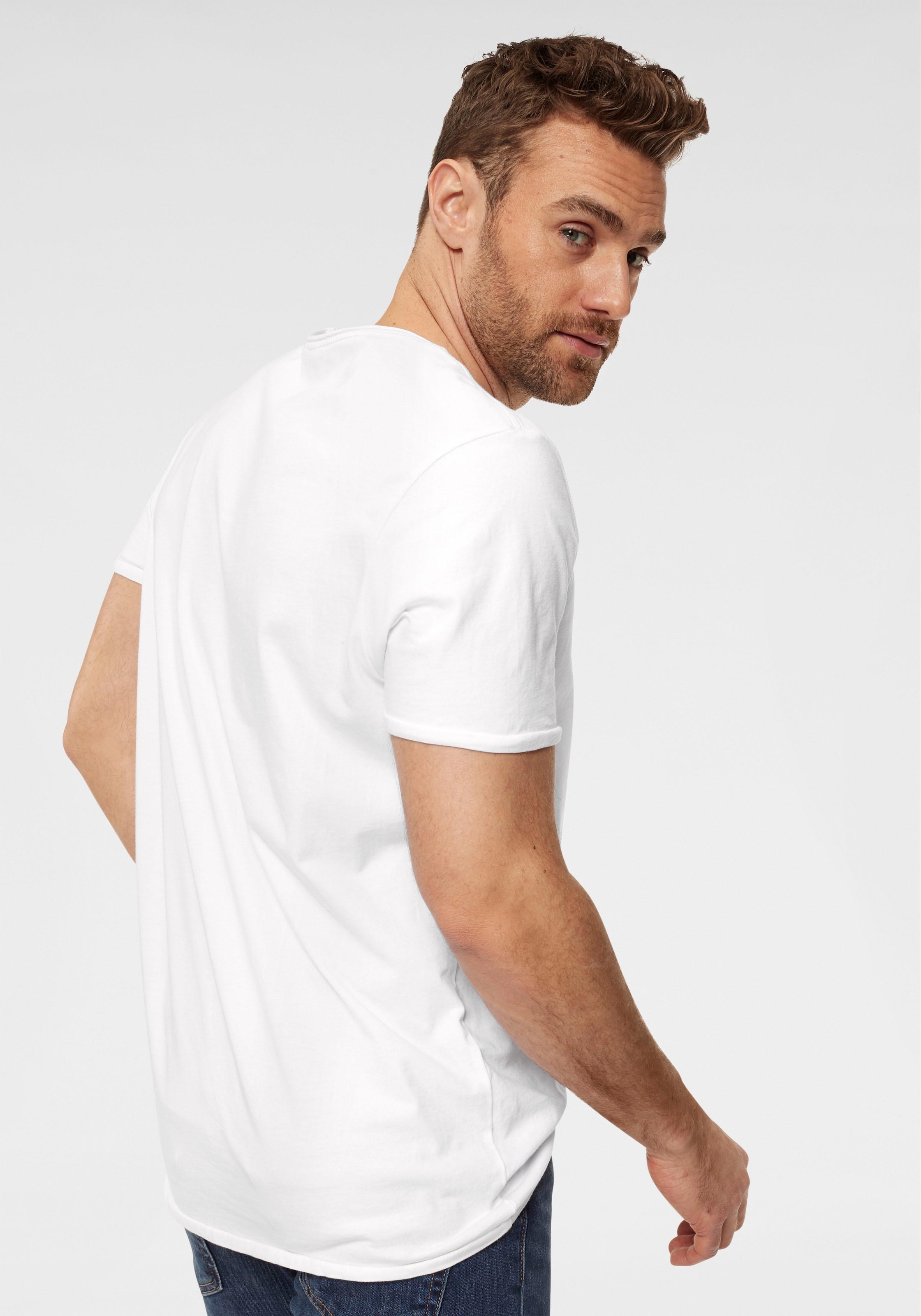 PME LEGEND T-Shirt, eingefasster Rundhalsausschnitt mit Rollkante