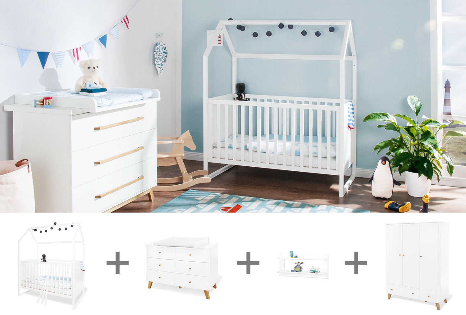 Pinolino® Babyzimmer-Komplettset »Hilda & Pan«, (Set, 4 St., Hausbett, Wickelkommode,... kaufen