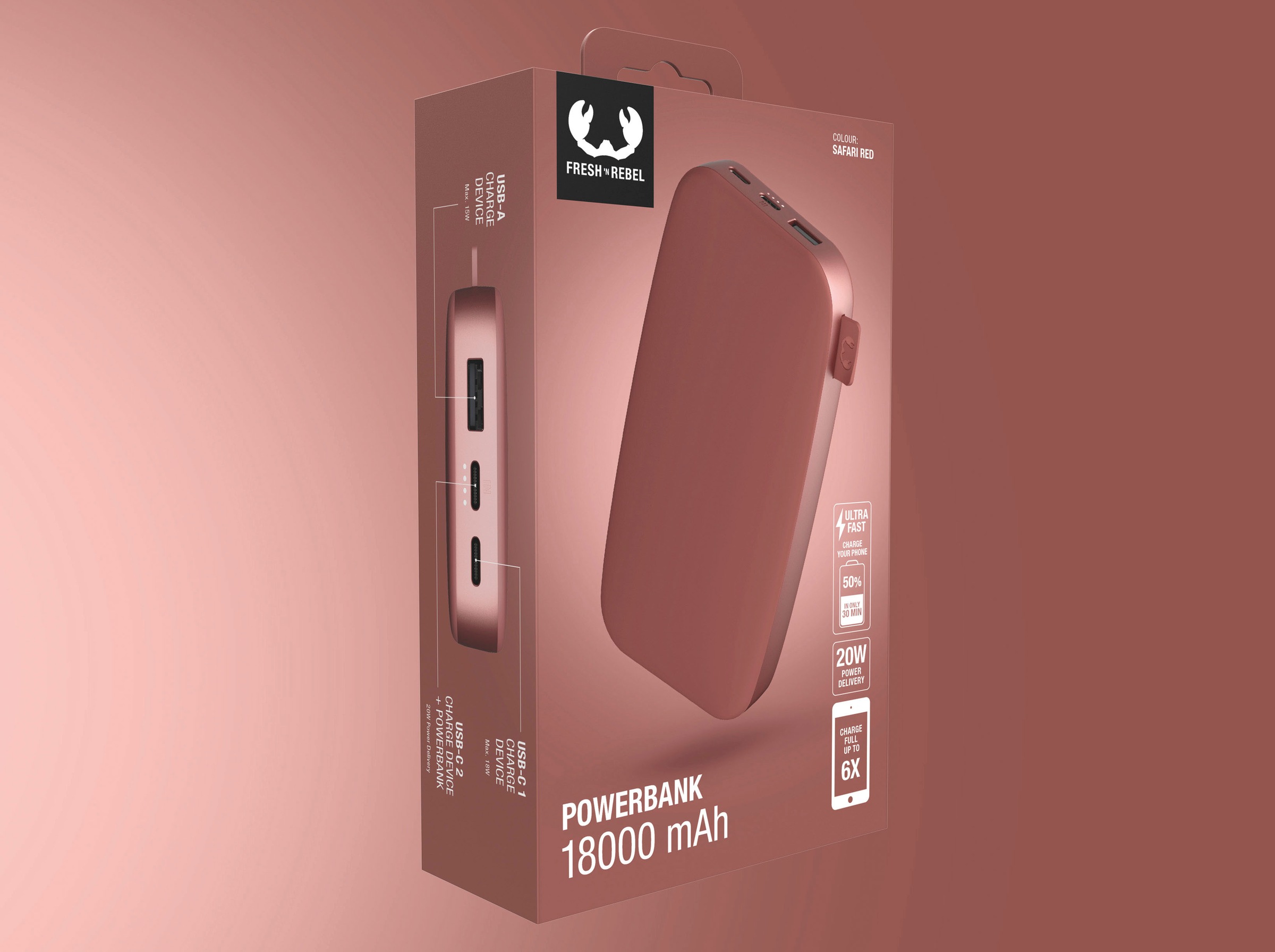 Fresh´n Rebel Powerbank »Power Pack 18000mAh mit USB-C, Ultra Fast Charge & 20W PD«