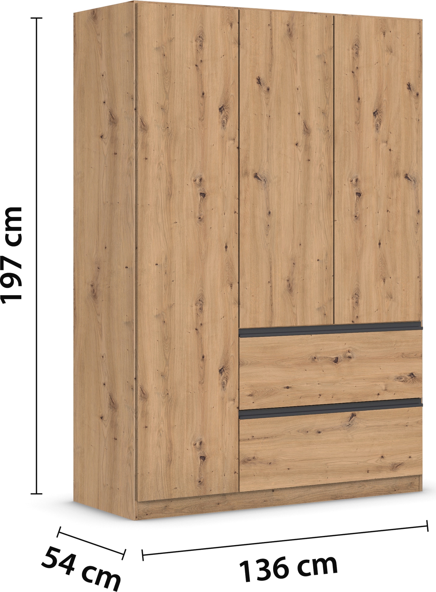 rauch Drehtürenschrank »Kleiderschrank Schrank Garderobe Wäscheschrank COSTA in 3 Breiten«, viel Platz, grifflose Front und Push-to-Open Funktion MADE IN GERMANY