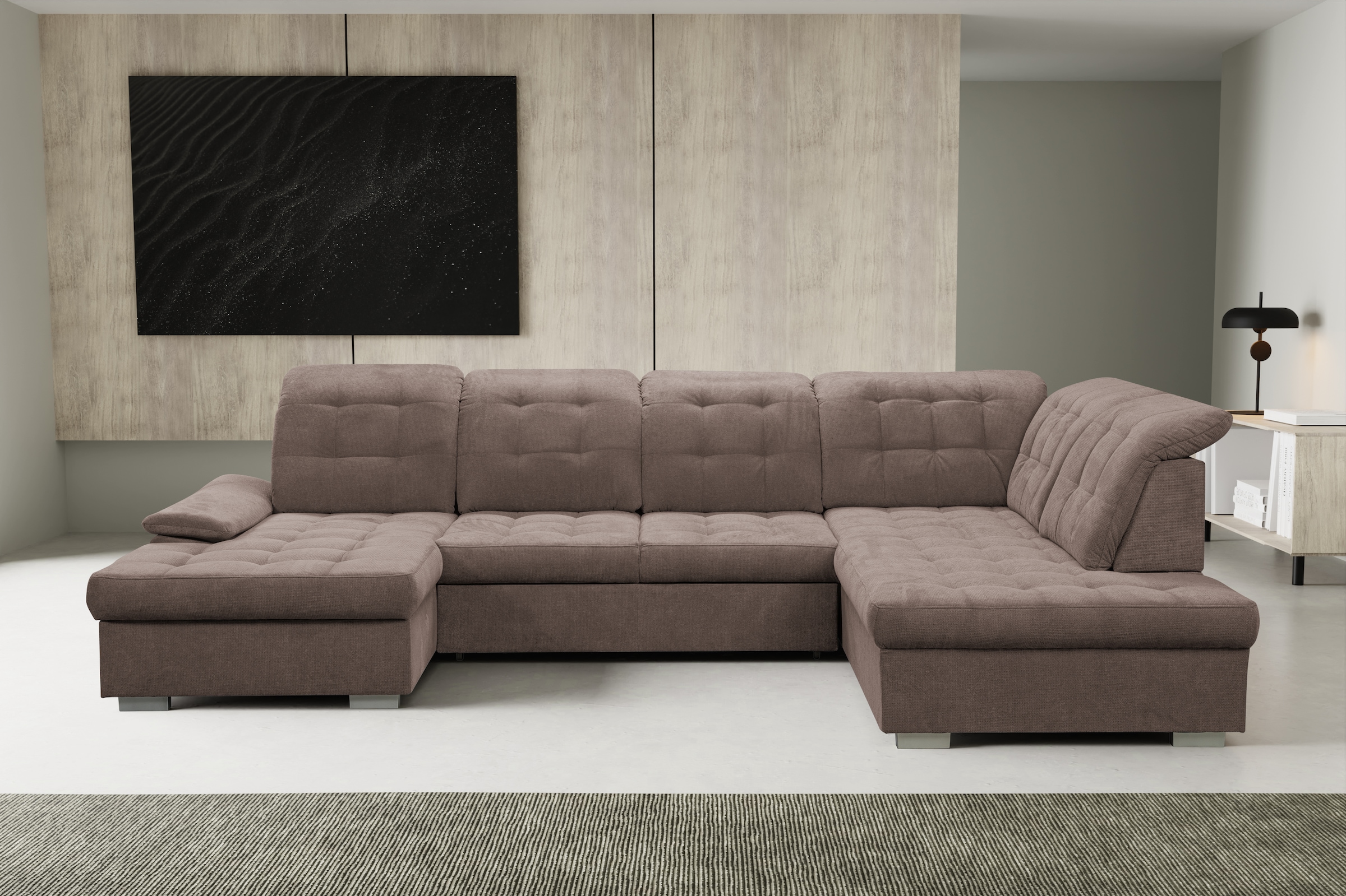 WERK2 Wohnlandschaft »Kordula-New U-Form«, Sofa in U-Form mit Schlaffunktio günstig online kaufen
