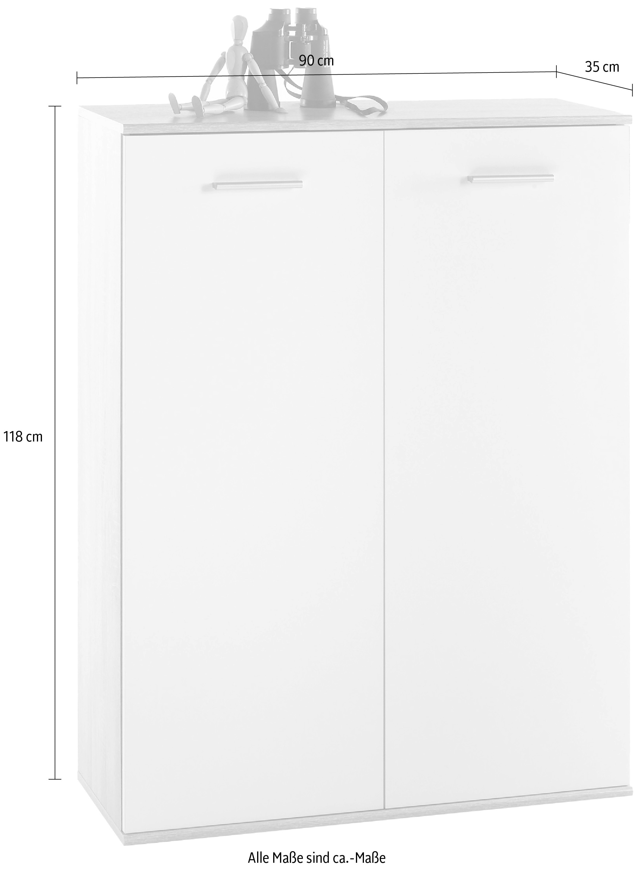 HBZ Schuhschrank »Manolo weiß matt, BxHxT 90x118x35 cm«, (1 St.), Schuhkommode mit 2 Türen, 8 Einlegeböden, 2 feste Böden