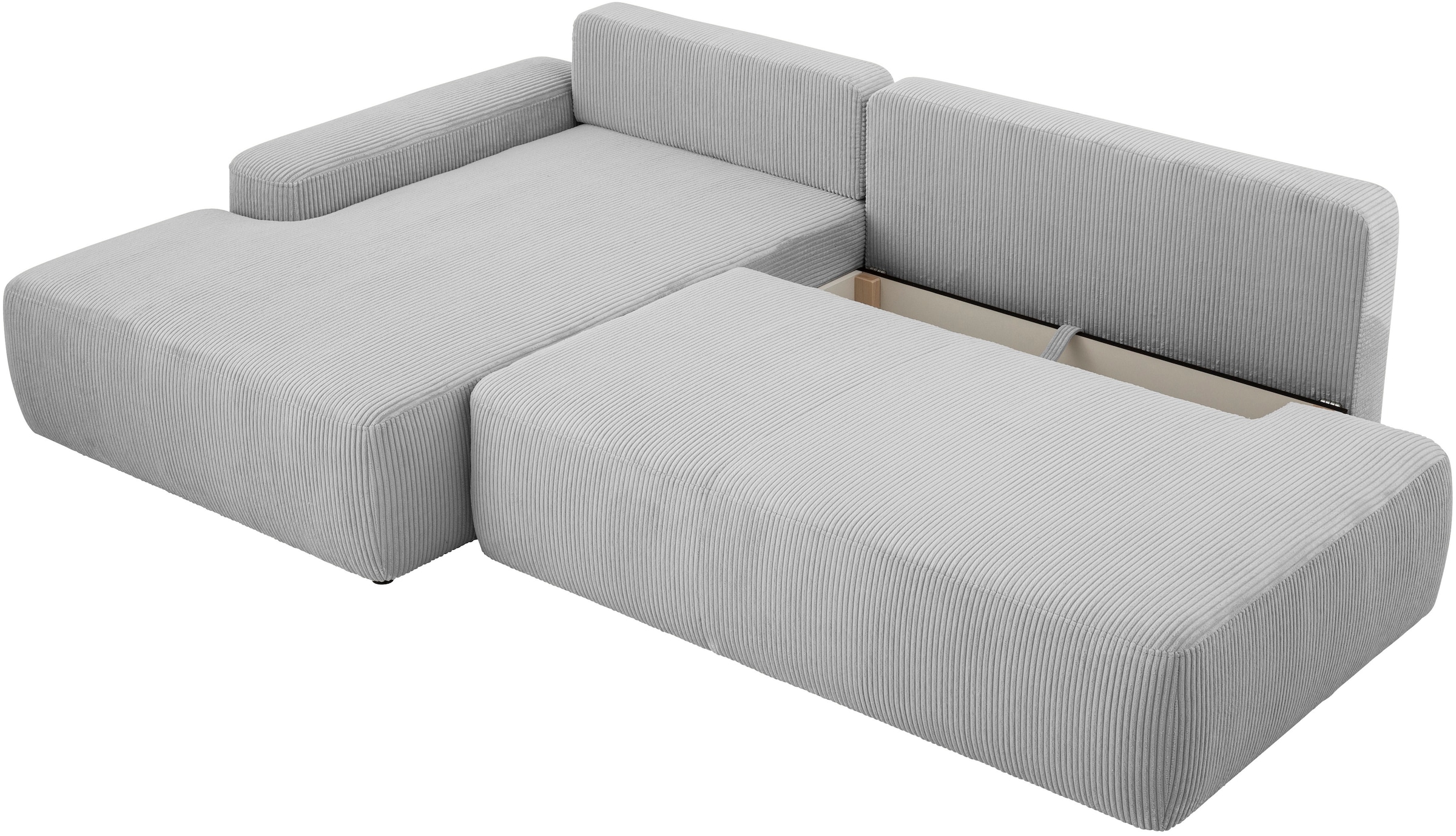 INOSIGN Ecksofa »TORGE, Schlafsofa Cord, Samtvelours u. Strukur fein, Couch in L-Form«, Schlaffunktion und Bettkasten, Liegefläche: 210x125 cm, neues Design