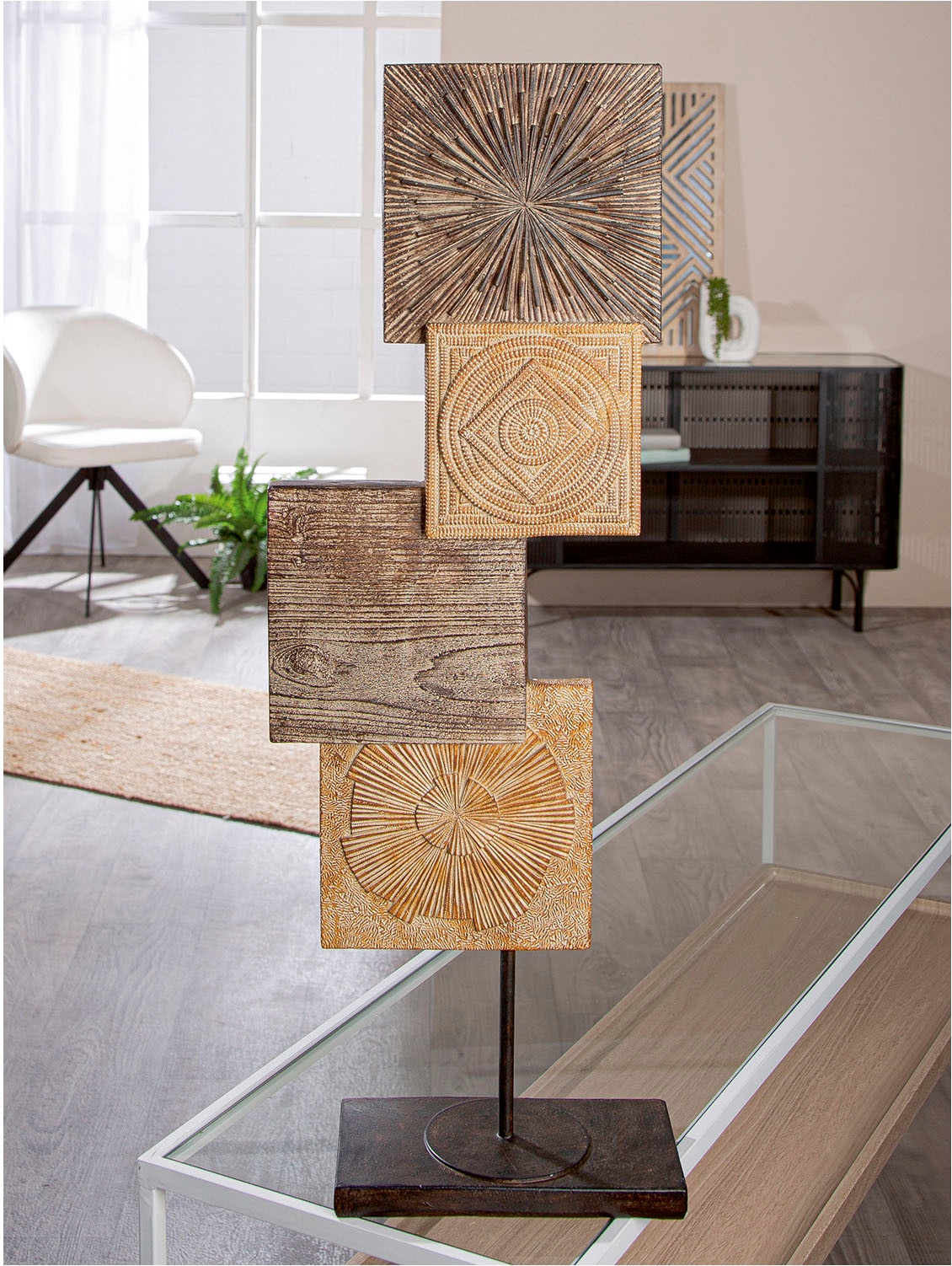 Casablanca by Gilde Dekoobjekt »Skulptur quadratisch Esculpida naturfarben H. 69 cm«