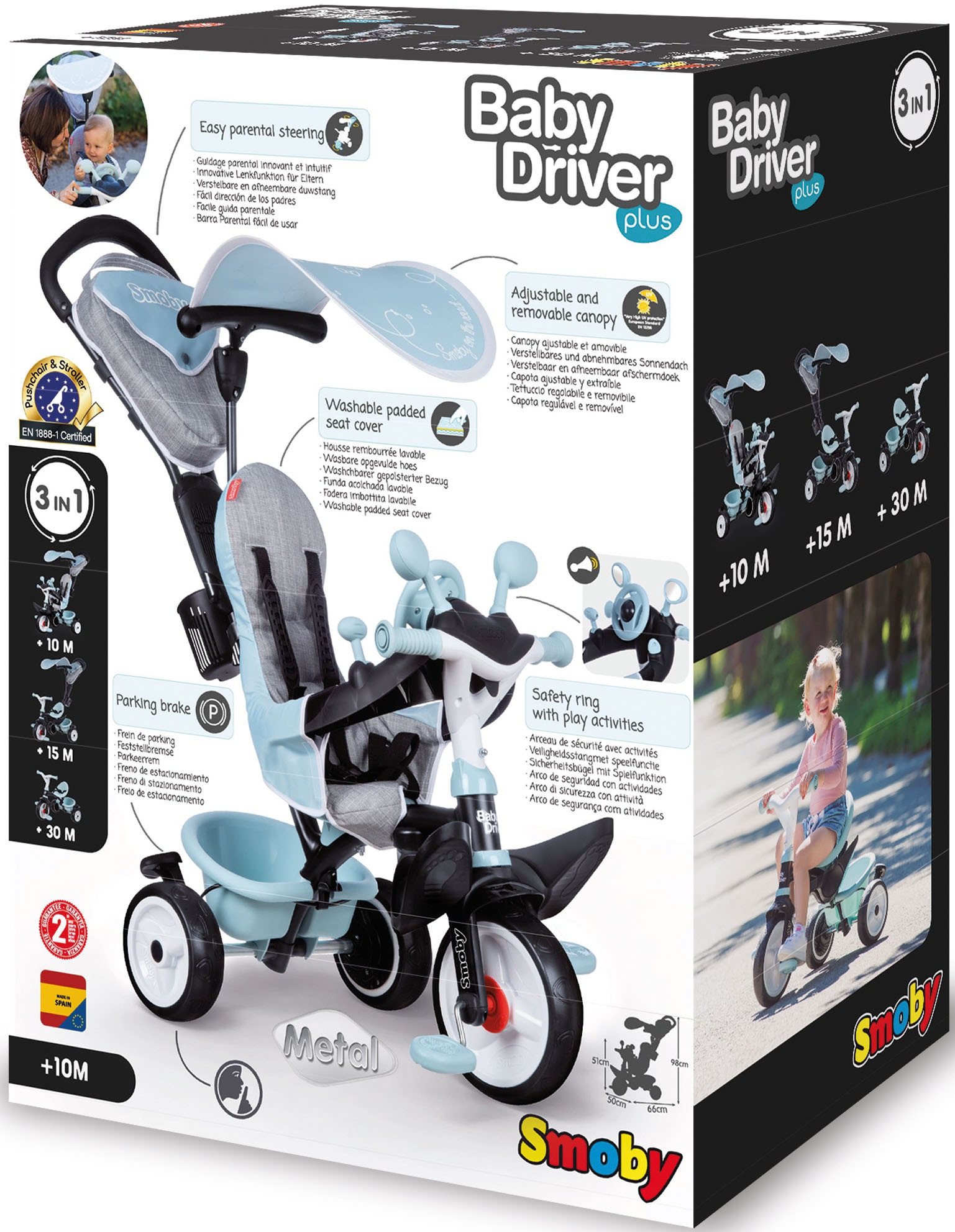 Smoby Dreirad »Baby Driver Plus, blau«, Made in Europe