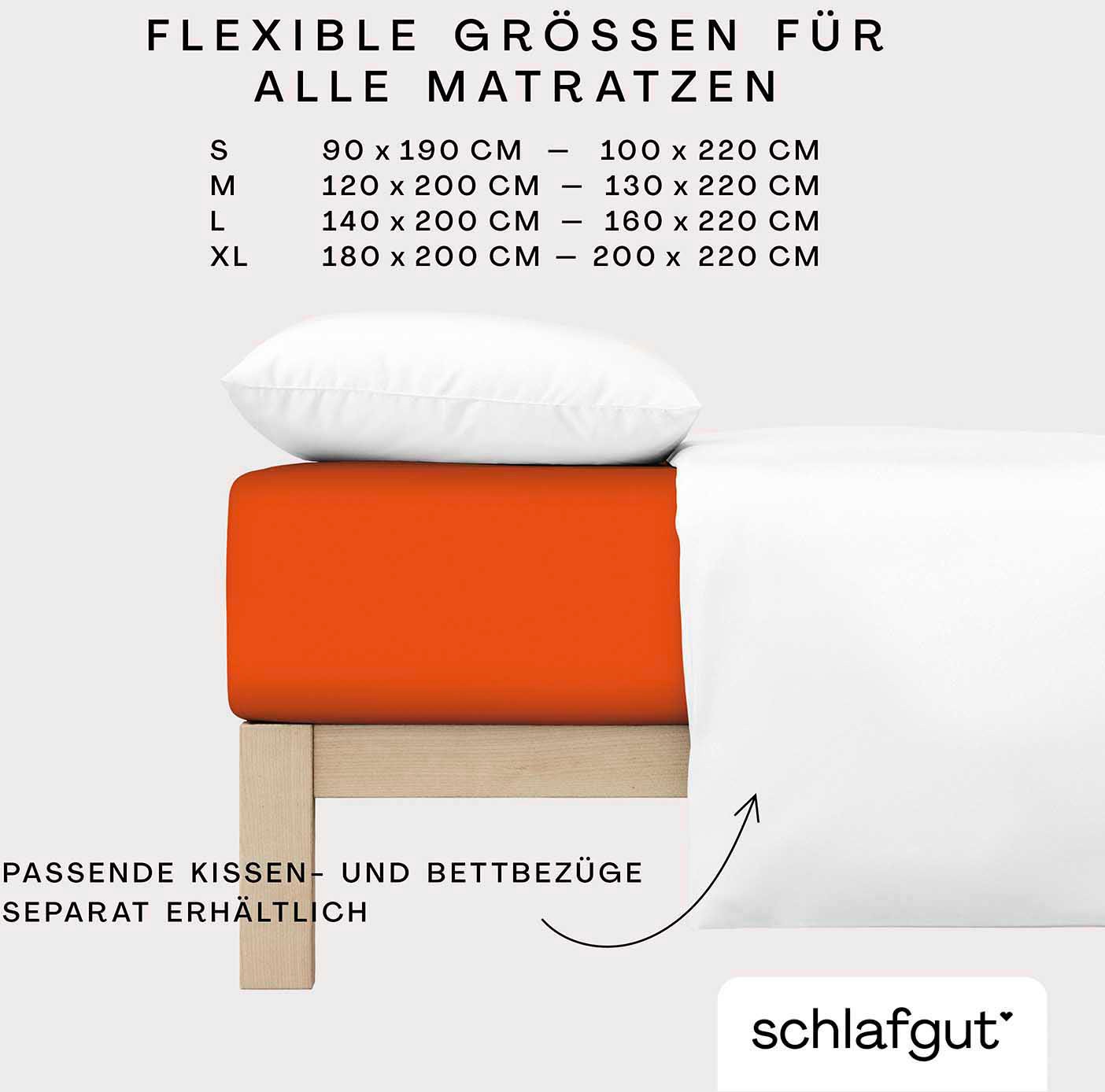 Schlafgut Spannbettlaken »PURE Bio-Baumwolle mit Elasthan, dehnbar blickdicht, straff, Bettlaken«, PREMIUM Laken für Matratzen bis 30cm Höhe, in 90x200, 140x200, 180x200