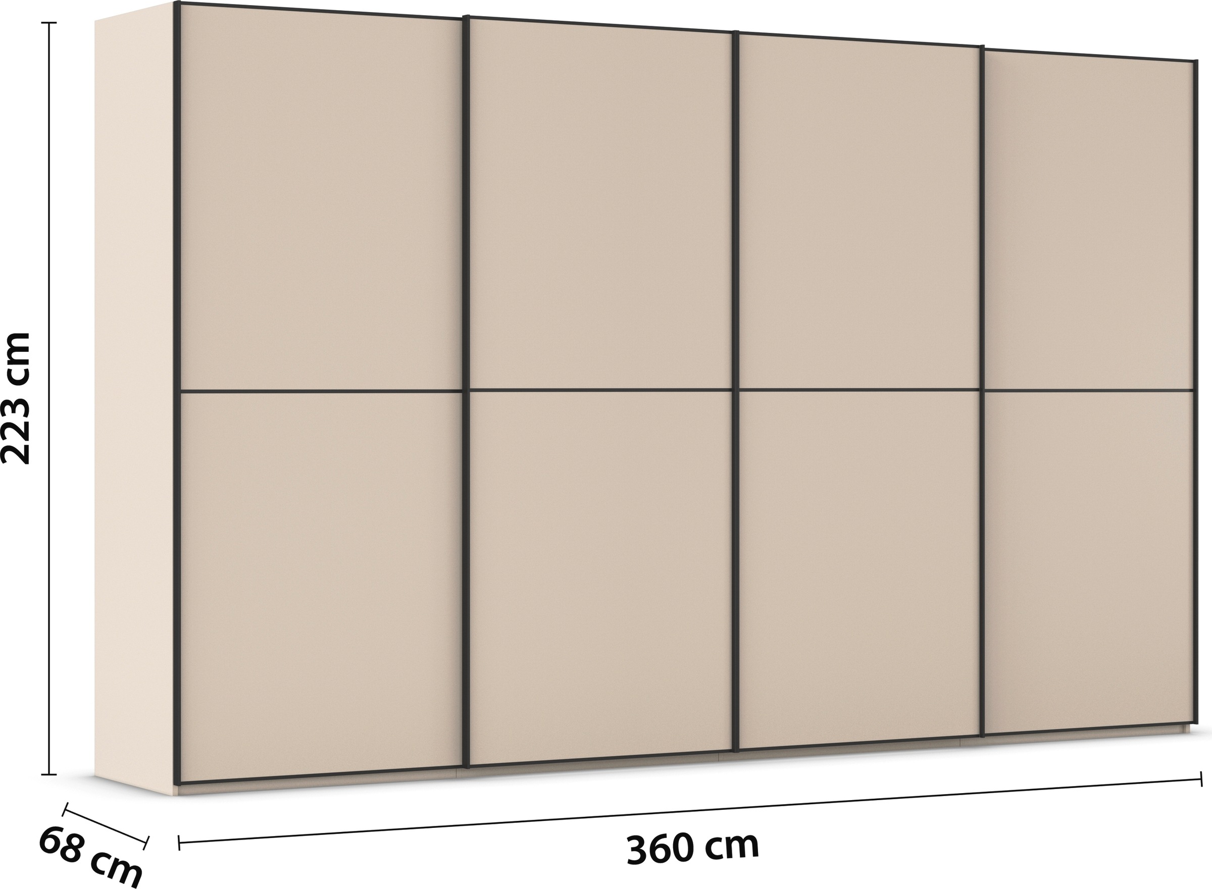 rauch Schwebetürenschrank »Kleiderschrank Schrank Garderobe Schlafzimmerschrank SCALE-DUO«, edle zweigeteilte Türen und 3 Zierleisten MADE IN GERMANY