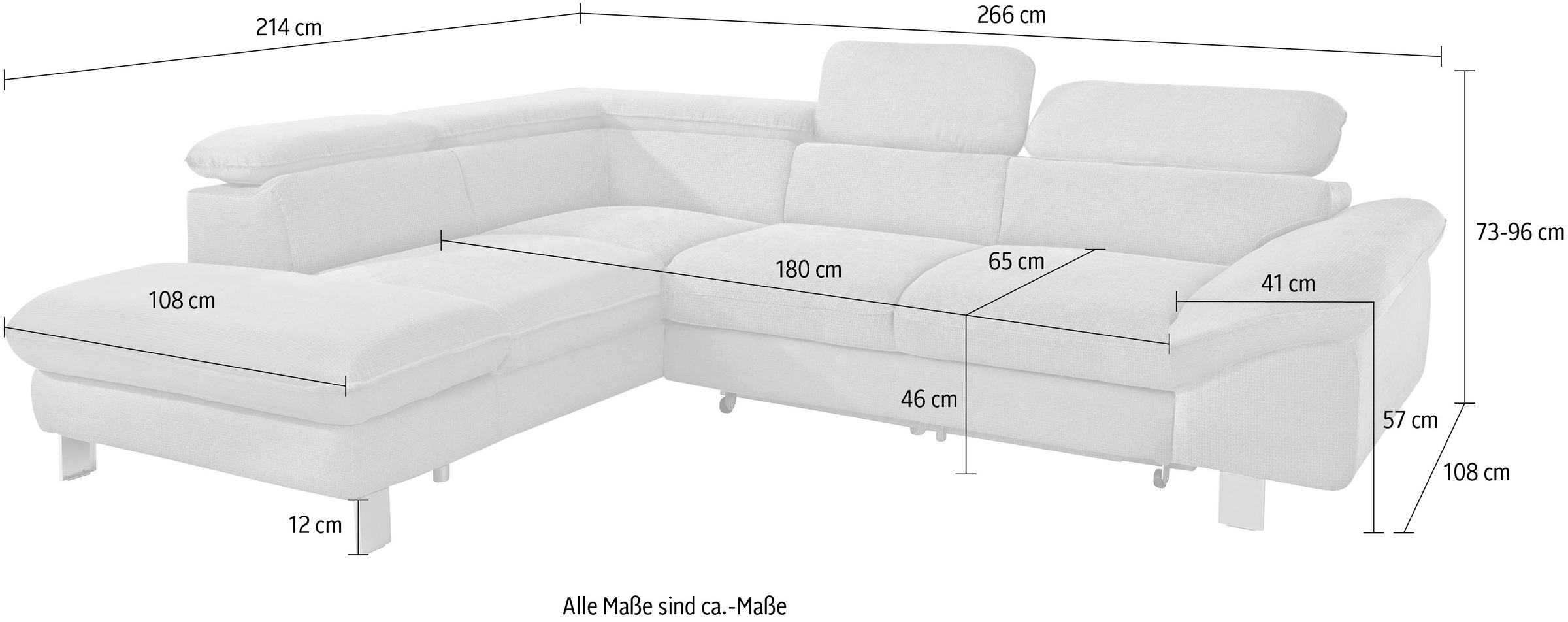 COTTA Polstergarnitur »Driver L-Form«, (Set, 2 tlg.), Set bestehend aus: Ecksofa mit Kopfteilverstellung & Hocker