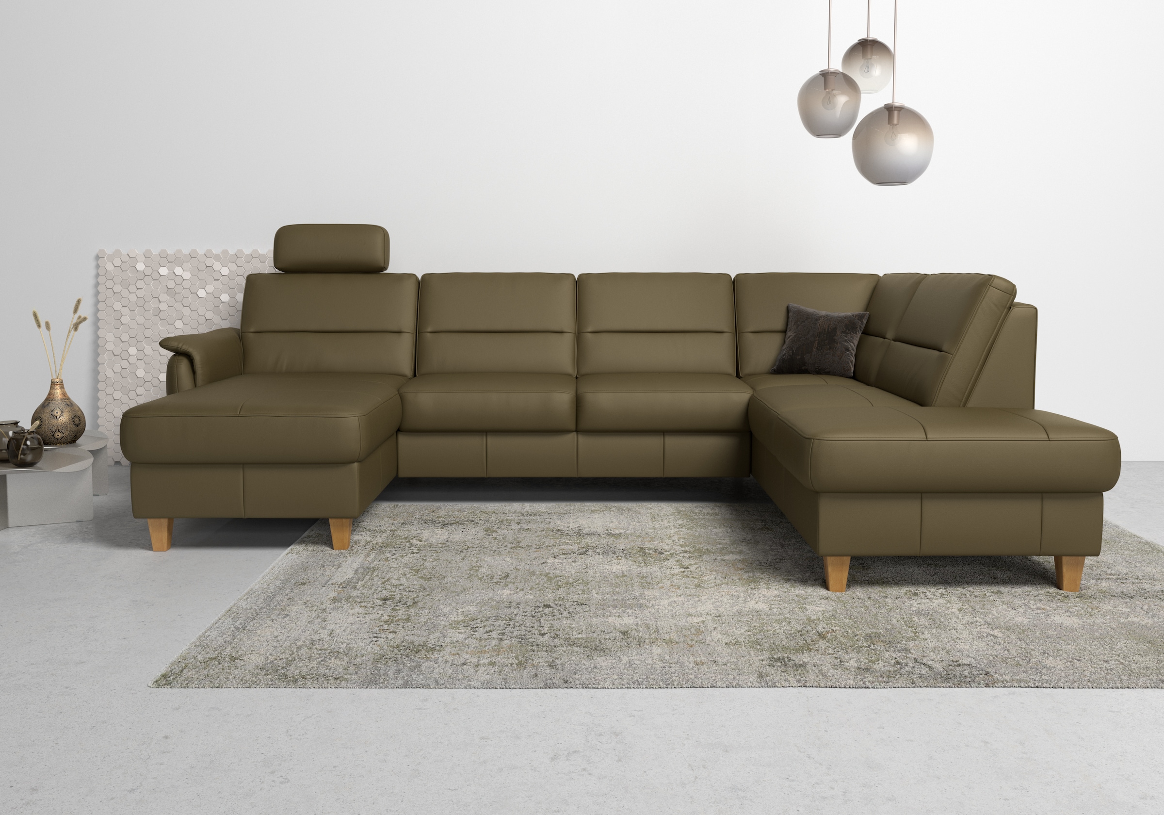 Home affaire Wohnlandschaft »Palmera U-Form«, Federkern, wahlweise mit Bettfunktion und mit/ohne Stauraum