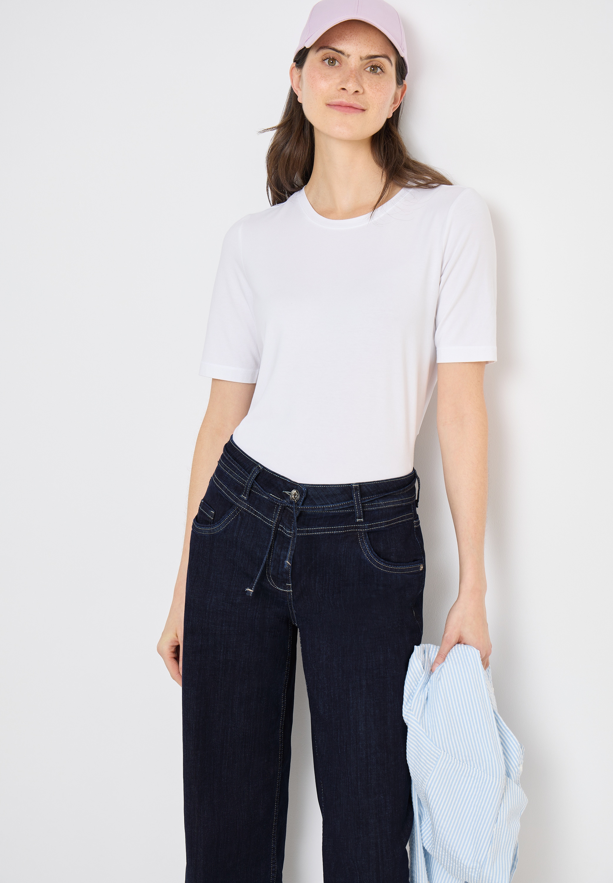 Cecil Weite Jeans »Style Neele« 7/8-Länge mit Gürtel-Detail