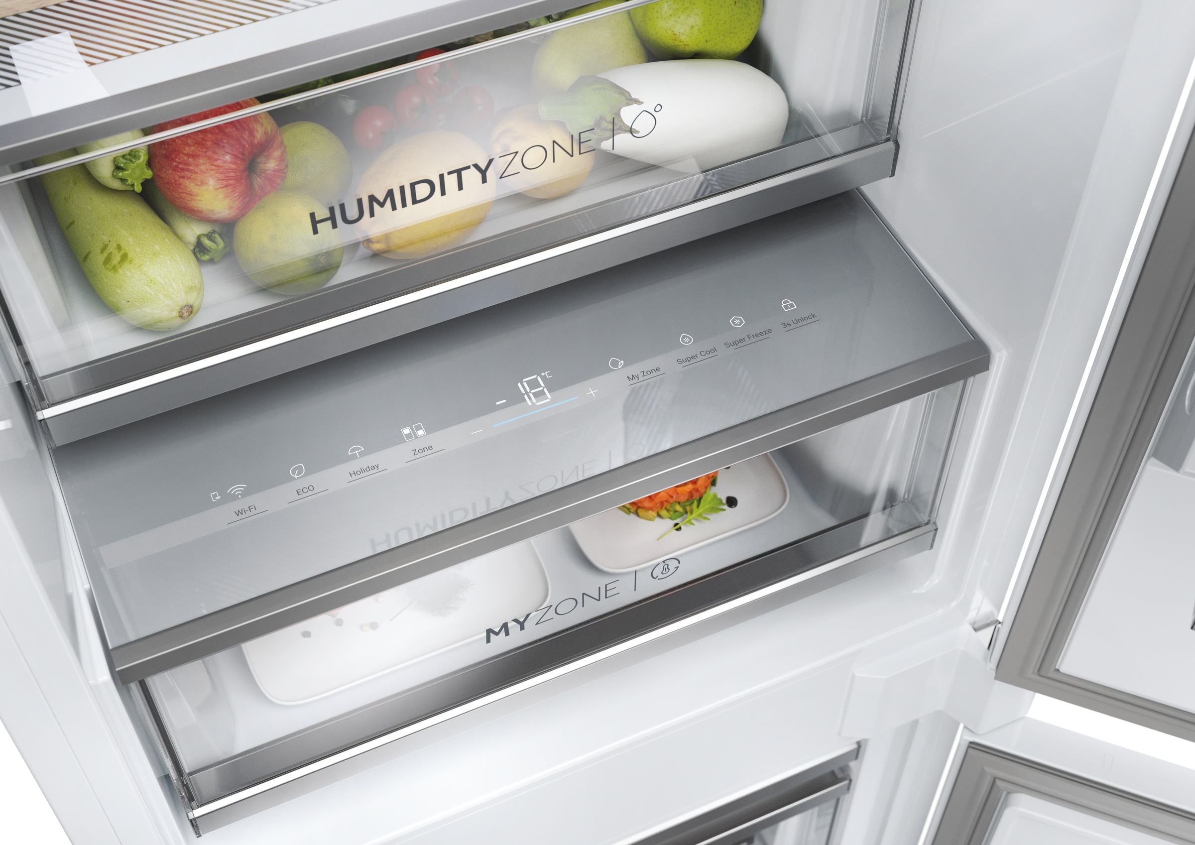 Haier Einbaukühlschrank Titanium Series 6 »HBW7518CF«, MyZone und Humidity Zone für längere Haltbarkeit von Obst und Gemüse