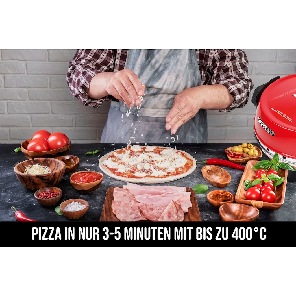 G3Ferrari Pizzaofen »Napoletana G1003202«, bis 400 Grad mit Naturstein – inkl. 2-ten Stein zum Überbacken / Pizza und Fladen uvm. in 3 Minuten / die Nr. 1 der Pizzamaker/ auch für Tisch und Garten