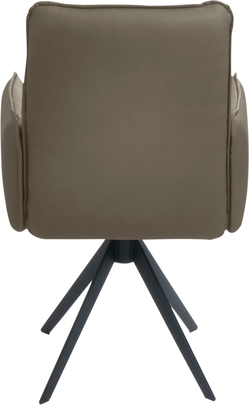 K+W Komfort & Wohnen Drehstuhl, Leder, Blitzdrehkreuz und Rückholfunktion, dekorativer 12mm Biese