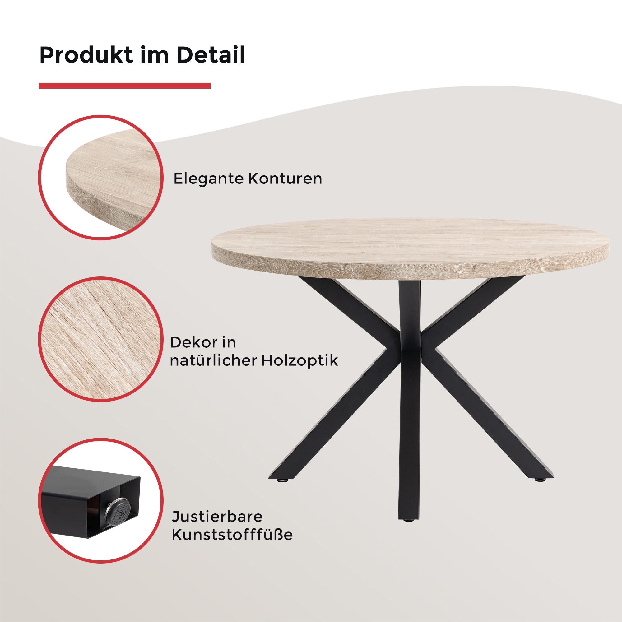 Duo Collection Esstisch »Damira Tisch rund BESTSELLER«, Massives Metallgestell, Belastbarkeit bis 100 kg