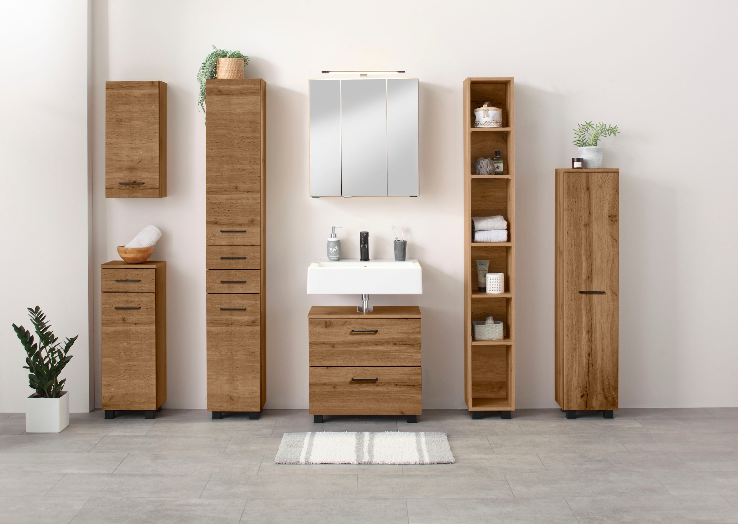 welltime Hochschrank »Trento, Badmöbel, Badregal, Regal, Breite 25 cm«, Standregal, Badezimmer-Regal, für viel Stauraum