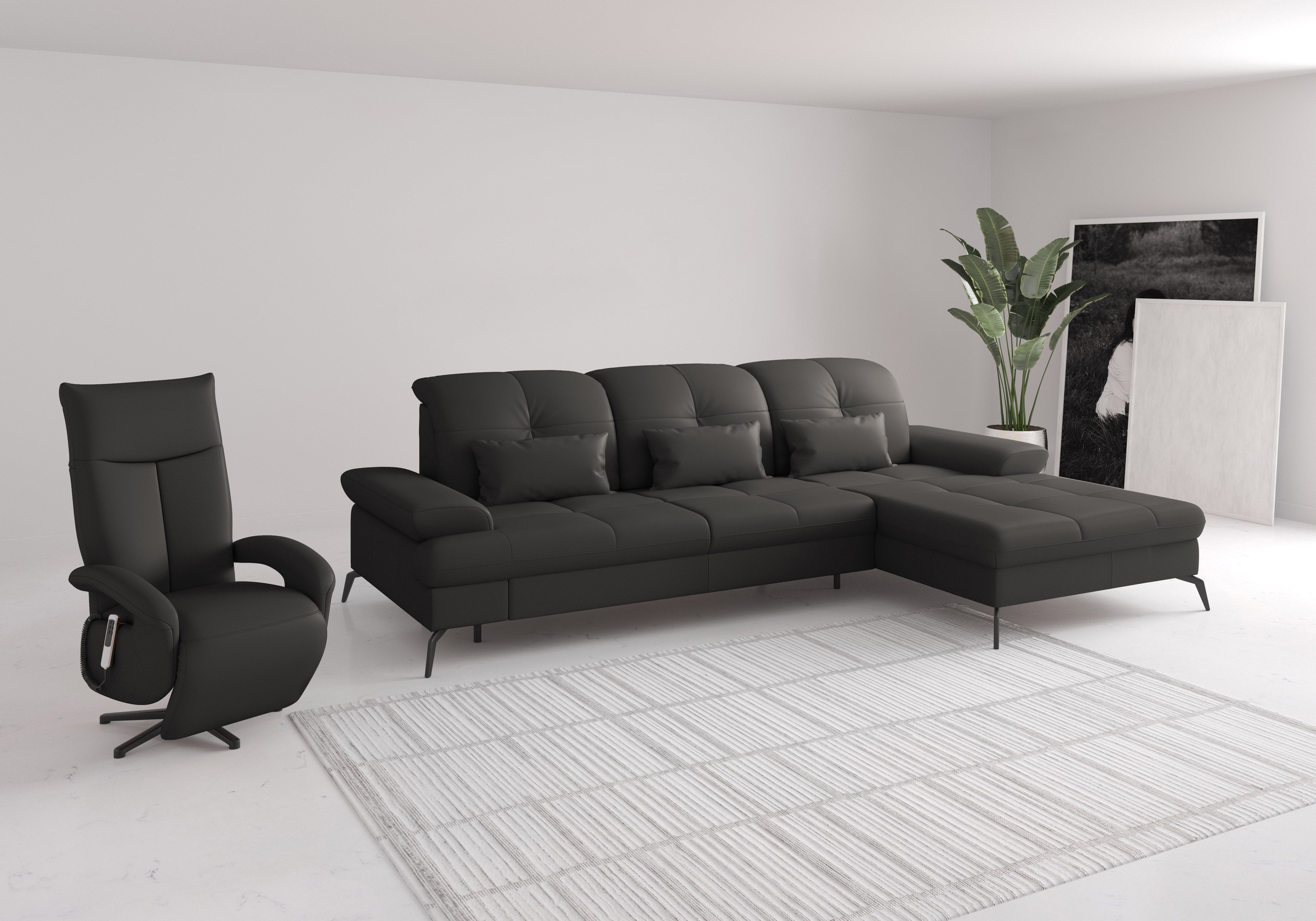 sit&more Ecksofa »Amica, L-Form, inkl. Sitztiefenverstellung & Armteilverstellung«, wahlweise mit Bettfunktion, Bettkasten und Kopfteilverstellung