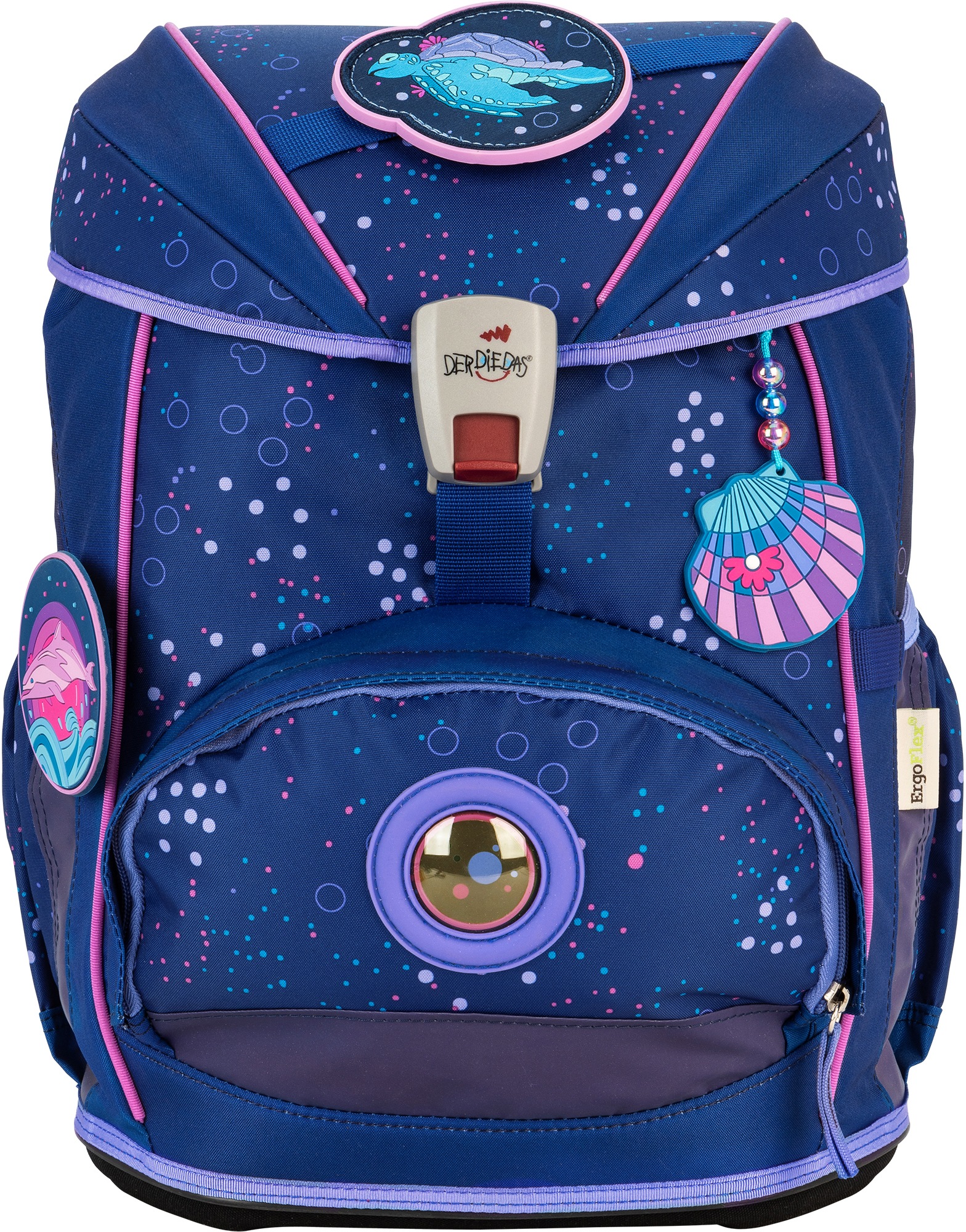DerDieDas® Schulrucksack »ErgoFlex, Deep Ocean«, Reflektoren