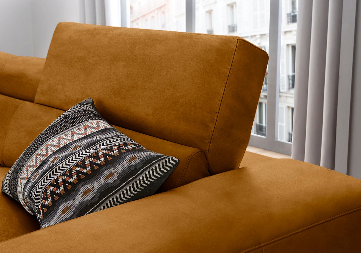 W.SCHILLIG Ecksofa »piedroo, Designsofa mit tollem Sitzkomfort, bequem und elegant, L-Form«, Kopfteilverstellung, wahlweise mit Sitztiefenverstellung, Breite 343cm