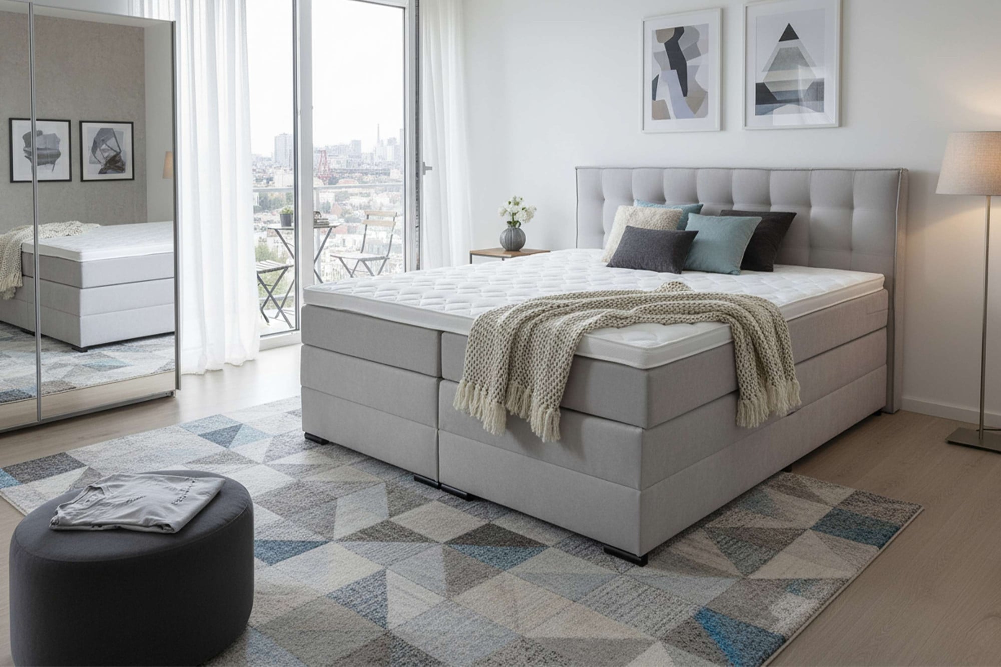 Home affaire Boxspringbett »Köln, Doppelbett, Polsterbett, Federkernbett, Komforbett, 160, 180 cm« inkl. Topper, zwei Bettkästen, Taschen-Federkernmatratze, Härtegrad 3