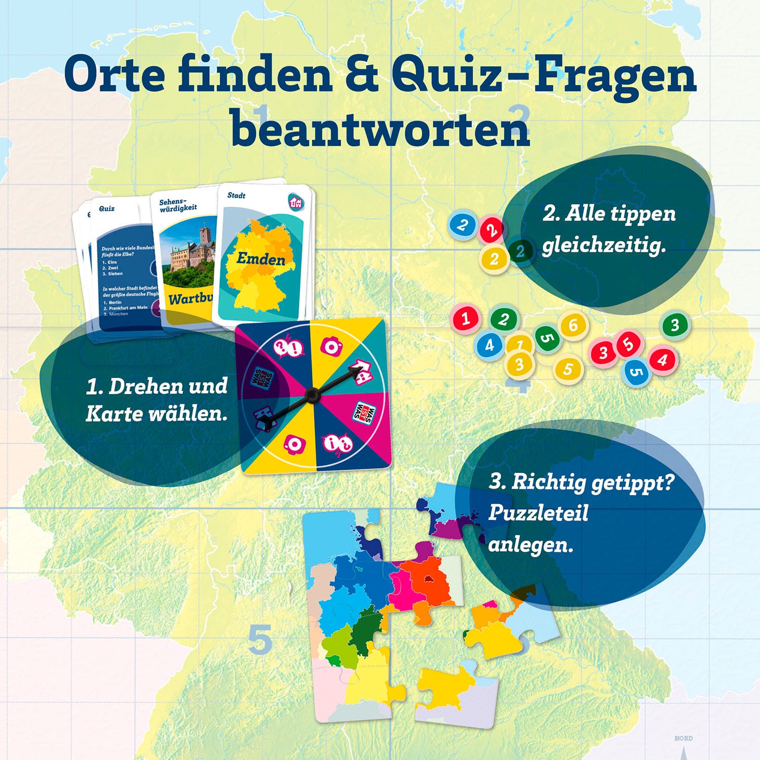 Kosmos Spiel »WAS IST WAS Entdecke Deutschland«, Made in Germany