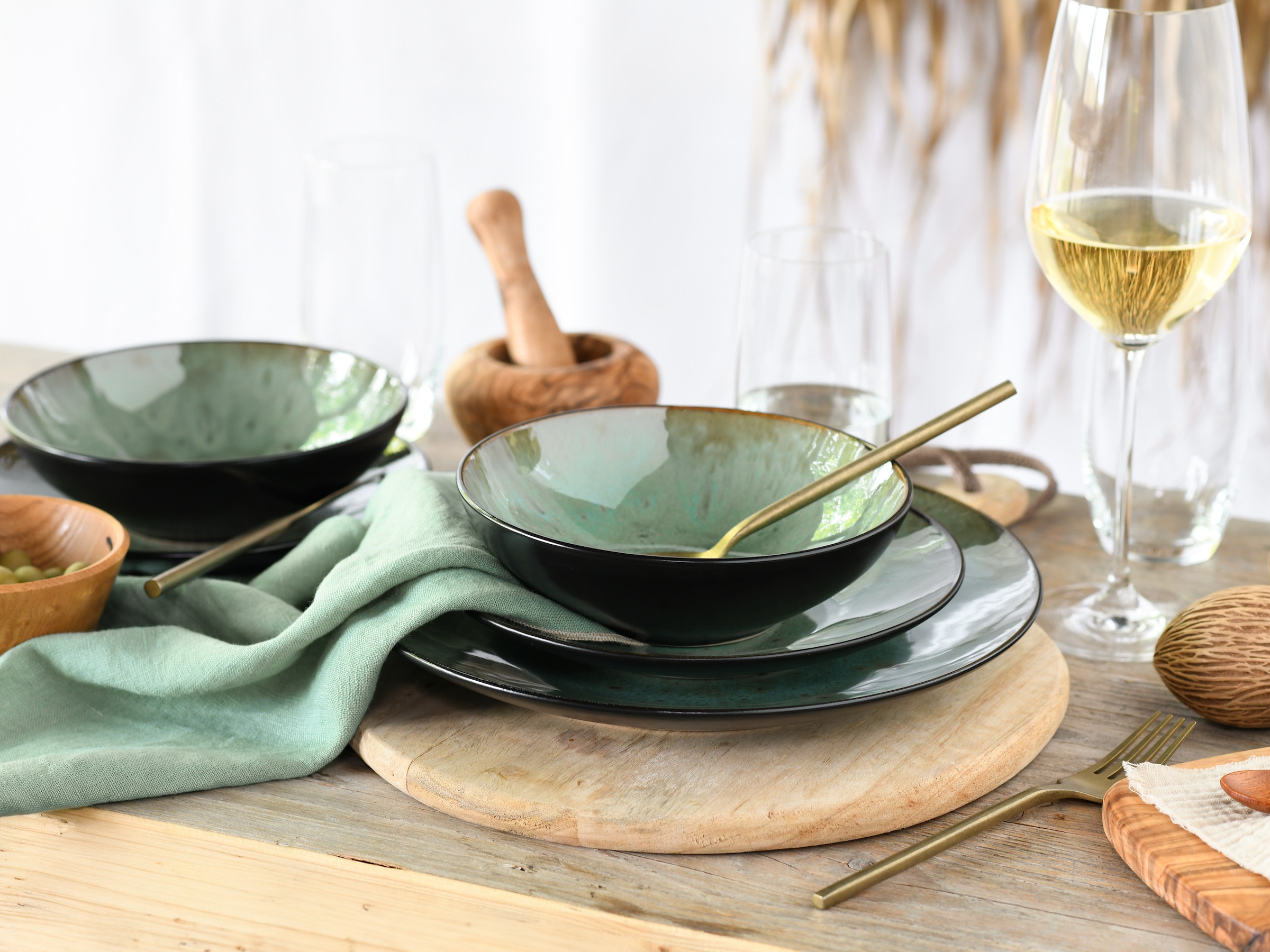 CreaTable Teller-Set »Jawa, Tellerset 12-tlg« Reaktivglasur