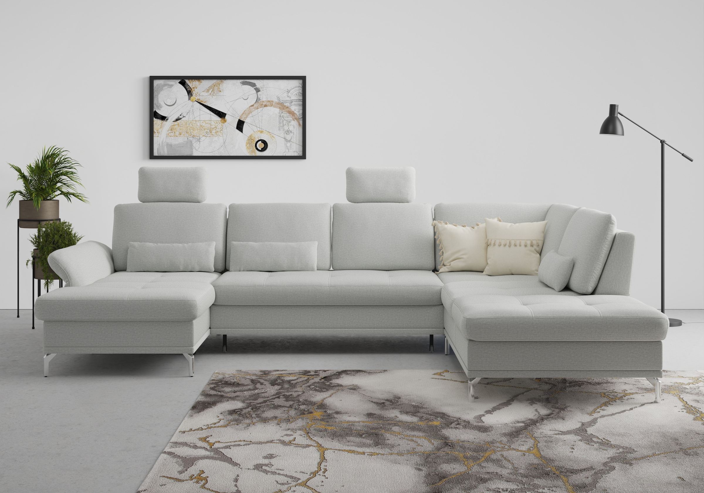 Home affaire Wohnlandschaft »Palm Beach U-Form« Federkern, mit Sitztiefenve günstig online kaufen