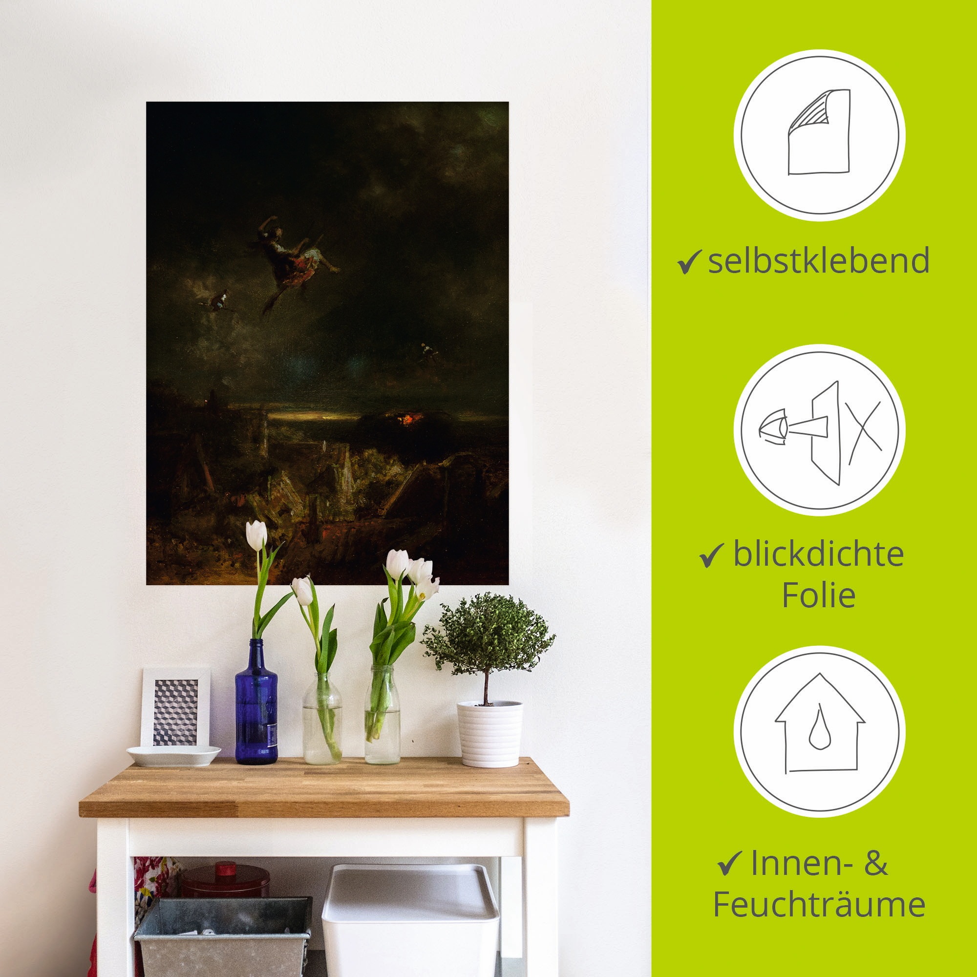 Artland Wandfolie »Hexenritt Um 1875«, Dark Fantasy, (1 St.), selbstklebend