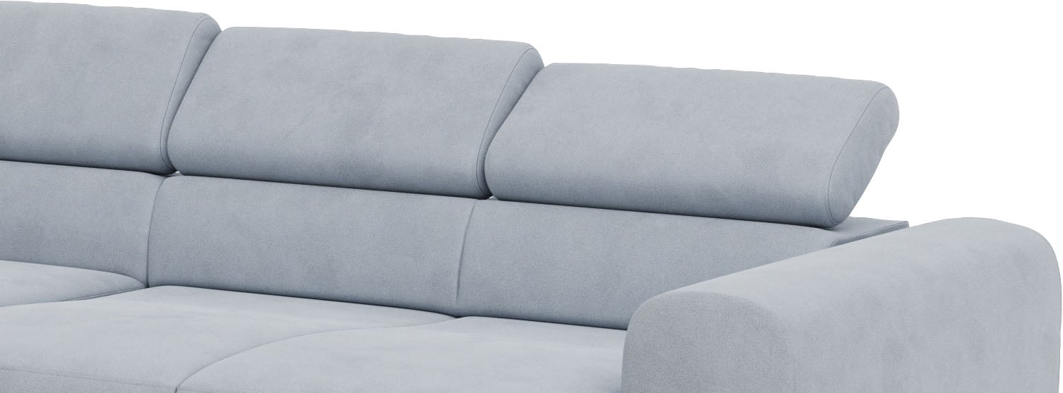 Places of Style Ecksofa »Carlo L-Form«, mit Kopfteilverstellung & Holz-Rahmenoptik, optional Relaxfunktion