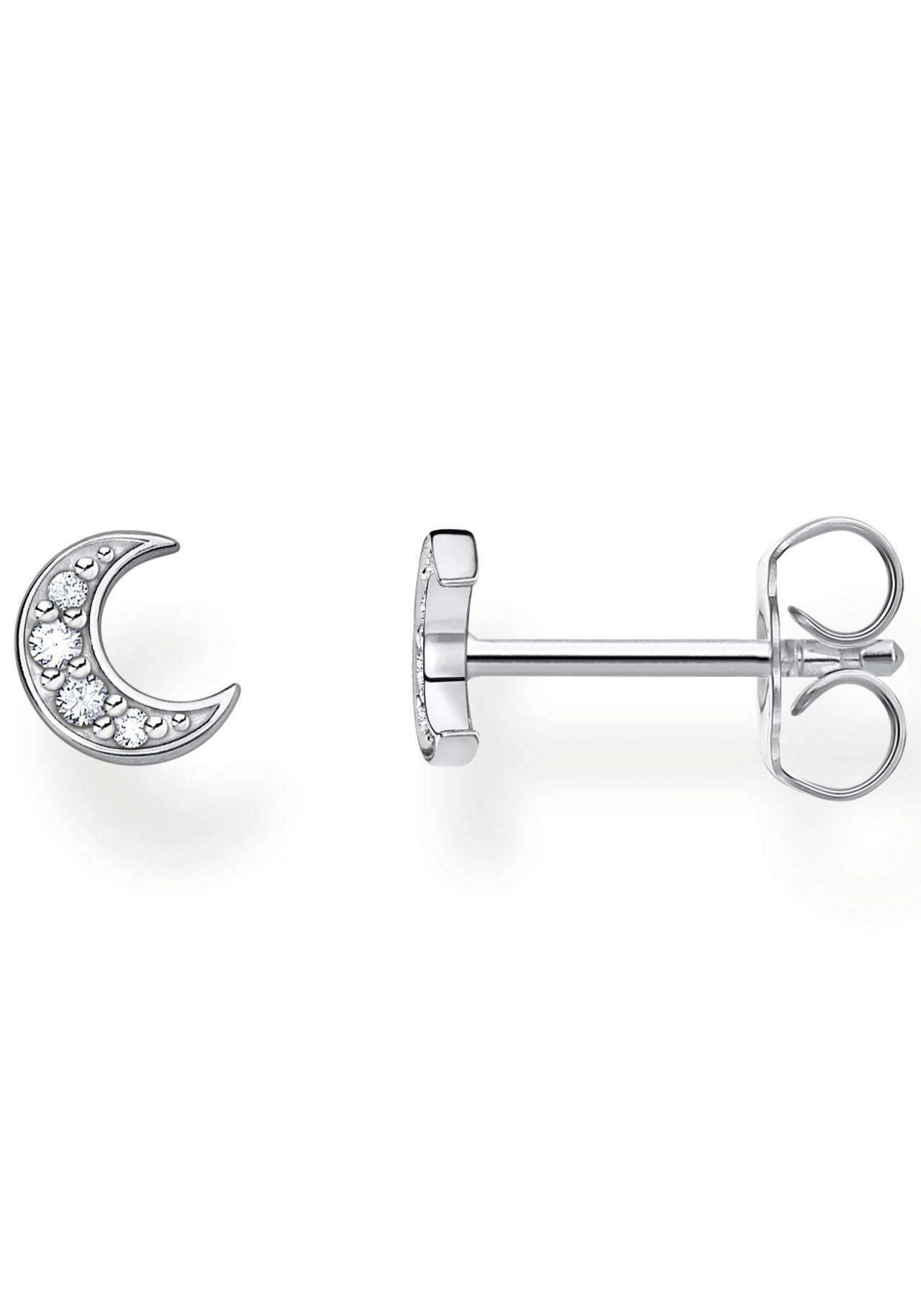 THOMAS SABO Single-Ohrstecker »Mond pavé gold, Mond pavé silber, H2133-051-14, H2133-414-14«, mit Zirkonia (synth.)
