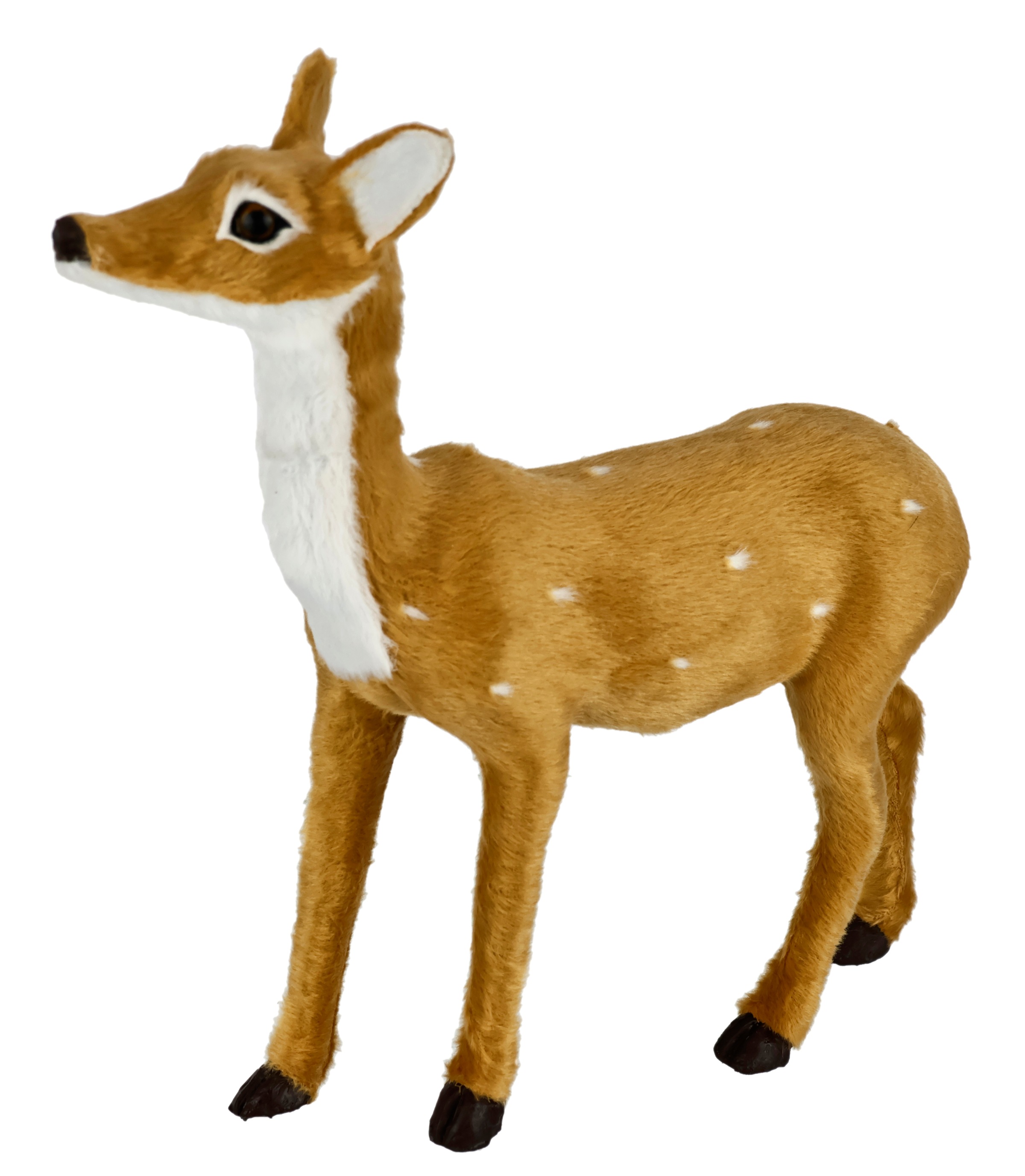 I.GE.A. Dekofigur »Tierfigur Reh aus Kunstfell«, Realistisches Waldtier Statue Ornament Plüschtier Weihnachtsdeko