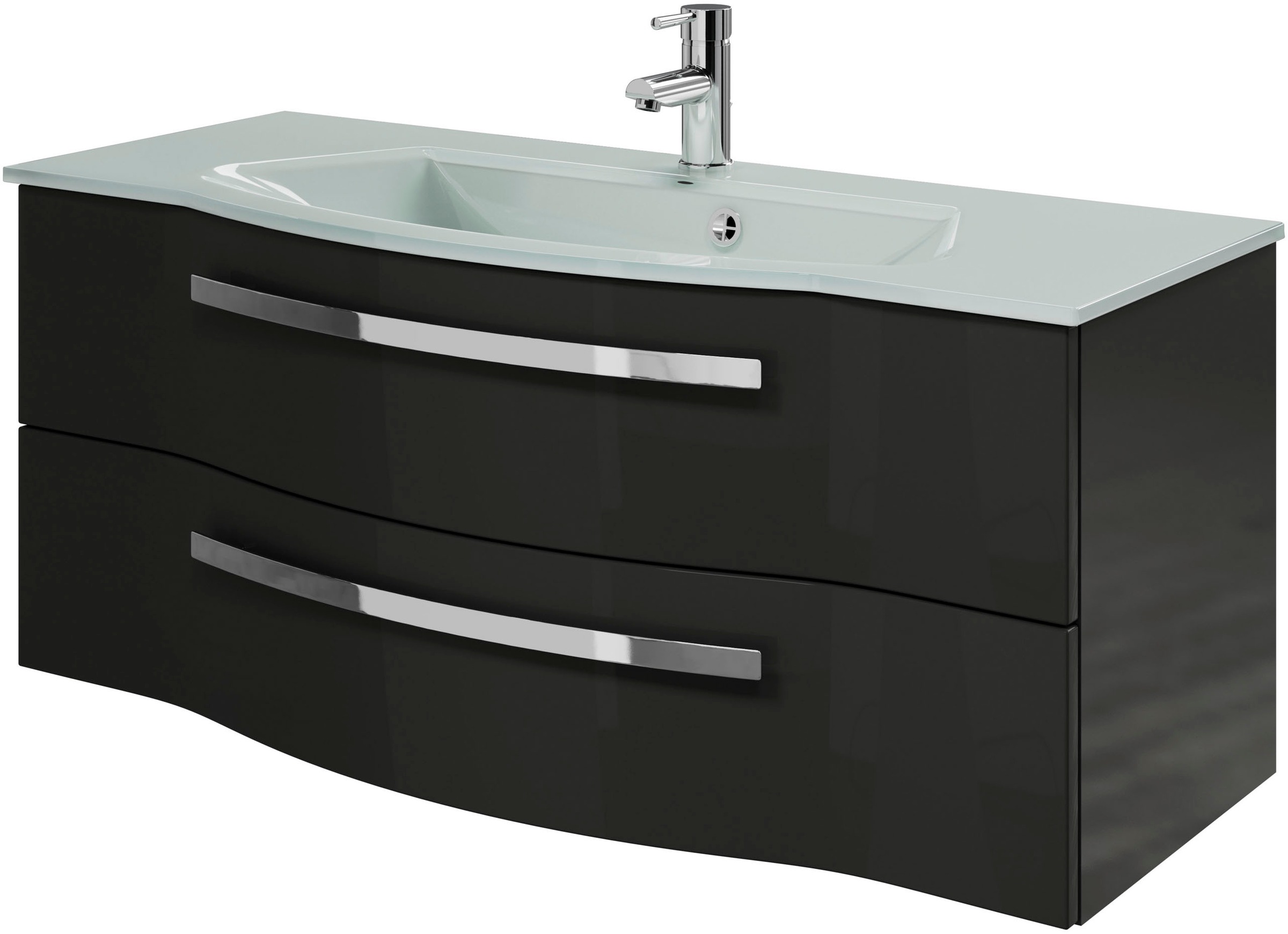 Saphir Badmöbel-Set »Serie 4005, vormontiert, Glaswaschbecken, Spiegelschra günstig online kaufen