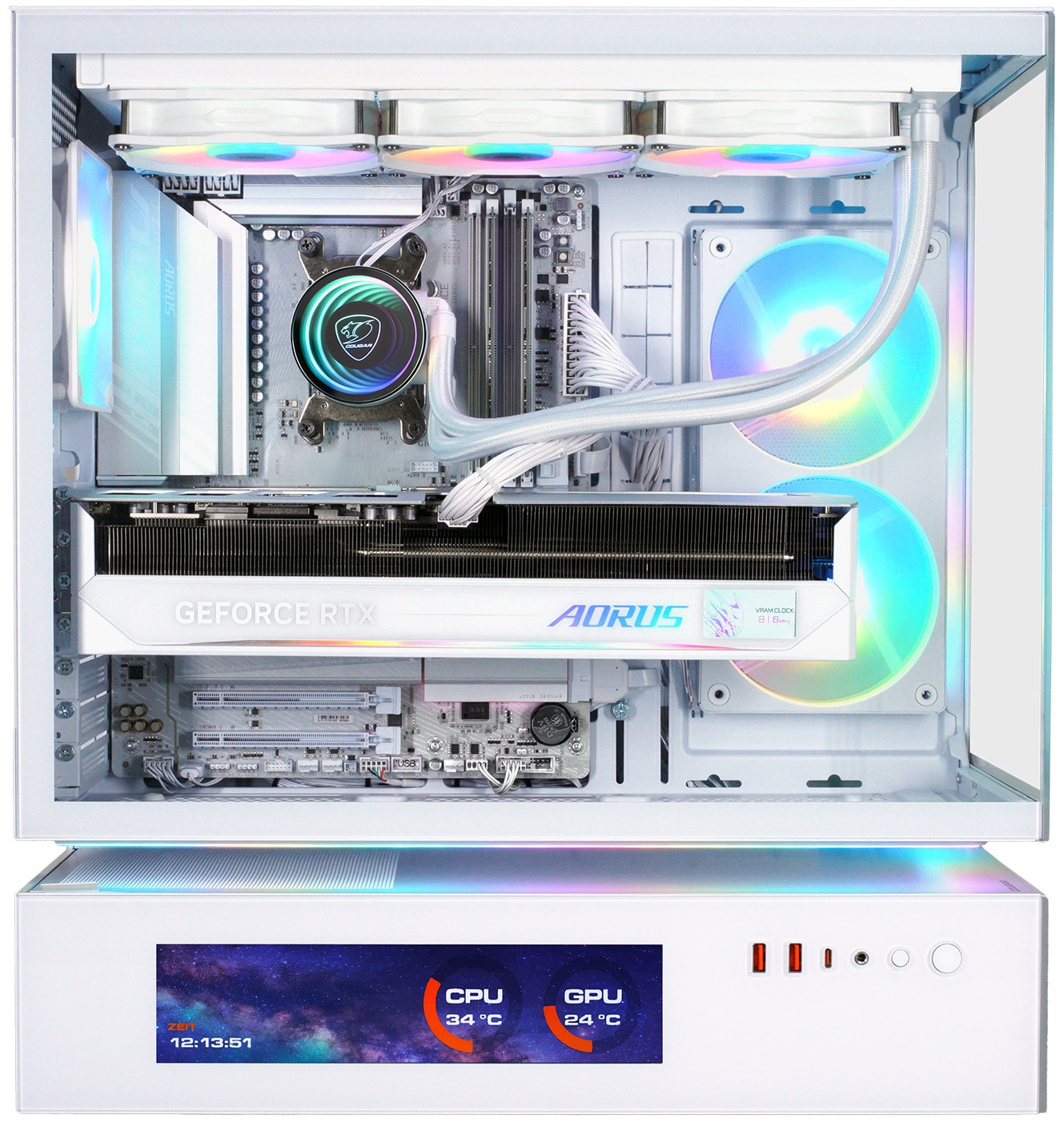 Cougar Gaming-PC »CFV235 Vision WT 8130 AMD Ryzen 7 9850X3D 32GB DDR5 2TB SSD RTX 5080« Windows 11, DDR5 RAM, Wasserkühlung
