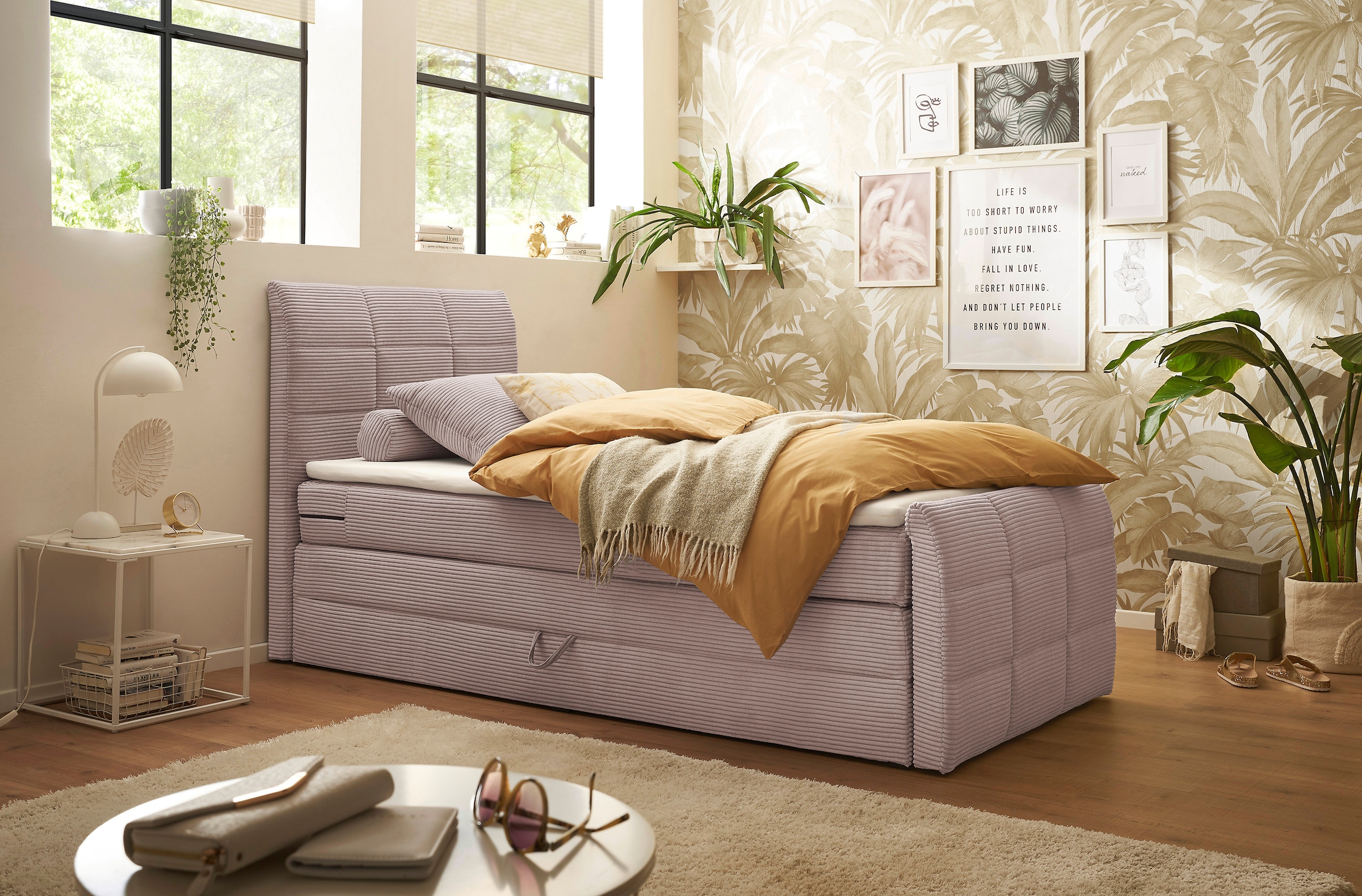 ED EXCITING DESIGN Boxspringbett »Bolivia«, harte Seite mit Kokosmatte, wei günstig online kaufen