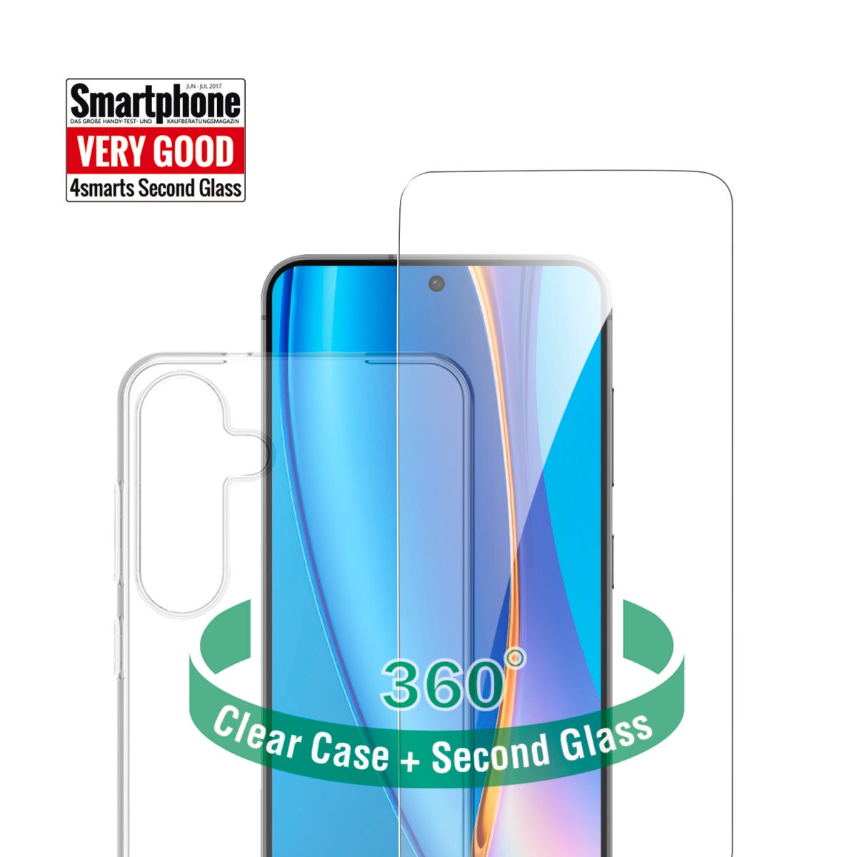 4smarts Handyhülle »360° Protection Set für Samsung Galaxy S25+«, Backcover, Schutzhülle, Handyschutzhülle, Case, Schutzcase, stoßfest