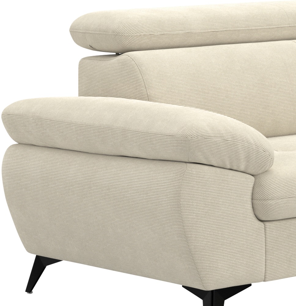 COTTA Ecksofa »Hudson L-Form, mit Kopfteilverstellung, opt. Schlaffunktion & Stauraum« Sofa optional als Gästebett mit Stauraum-Funktion, Cordbezug
