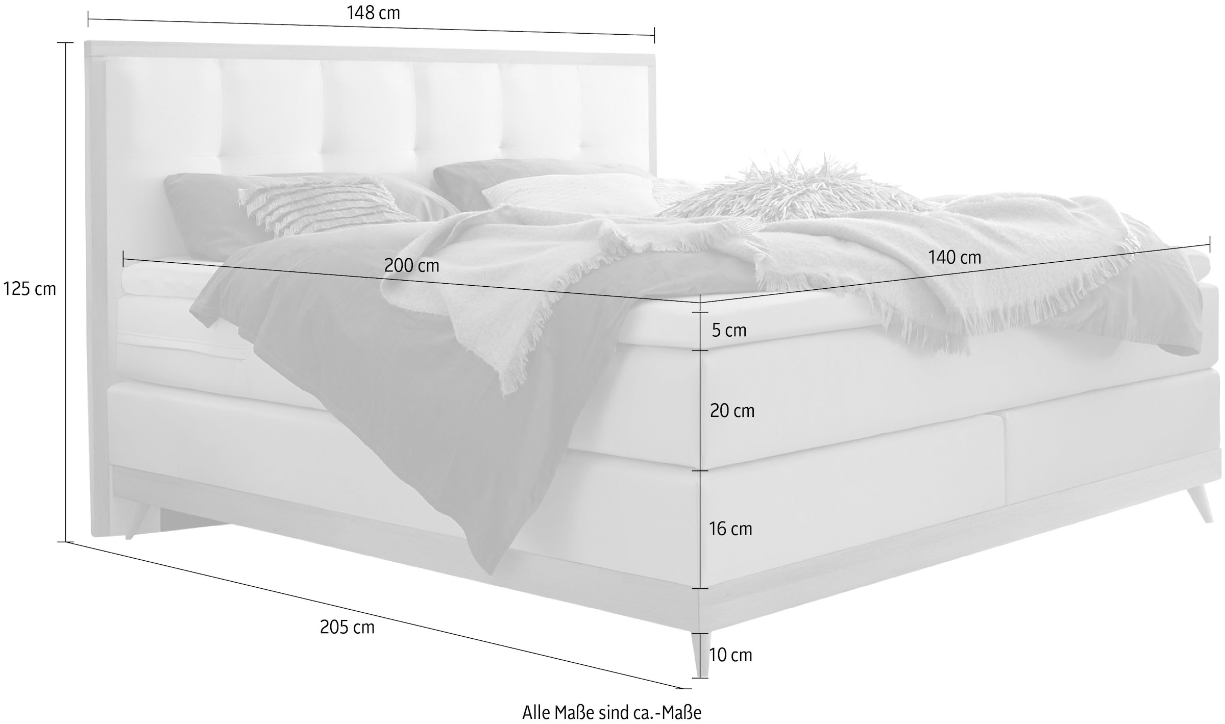 7. Bild von HASENA Boxspringbett Villa, Boxspringbett, edle Polsterteile, Sockel und Kopfteil aus heller Eiche