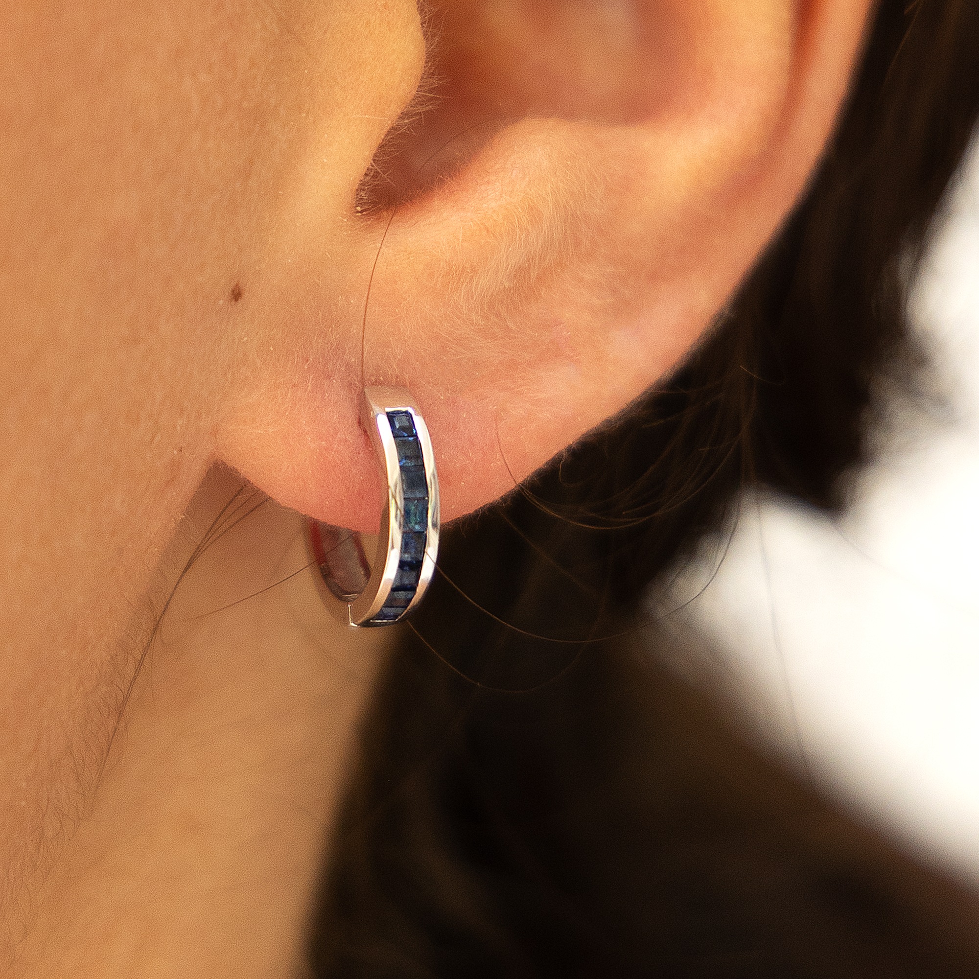 Fascination by Ellen K. Paar Creolen »Gold 585 mit echtem blauen Safir 12mm Durchmesser«