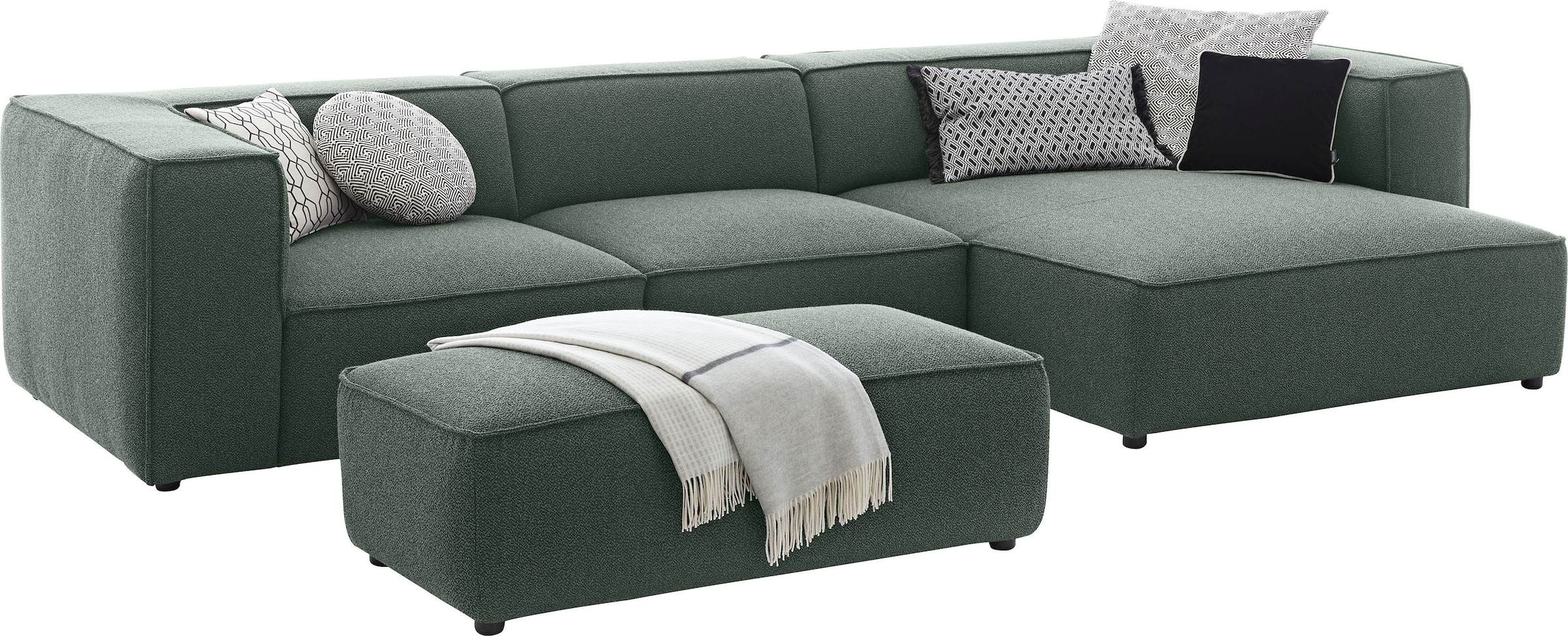 W.SCHILLIG Ecksofa »around-the-block«, mit eleganter Biese, mit Federkern, Breite 341 cm