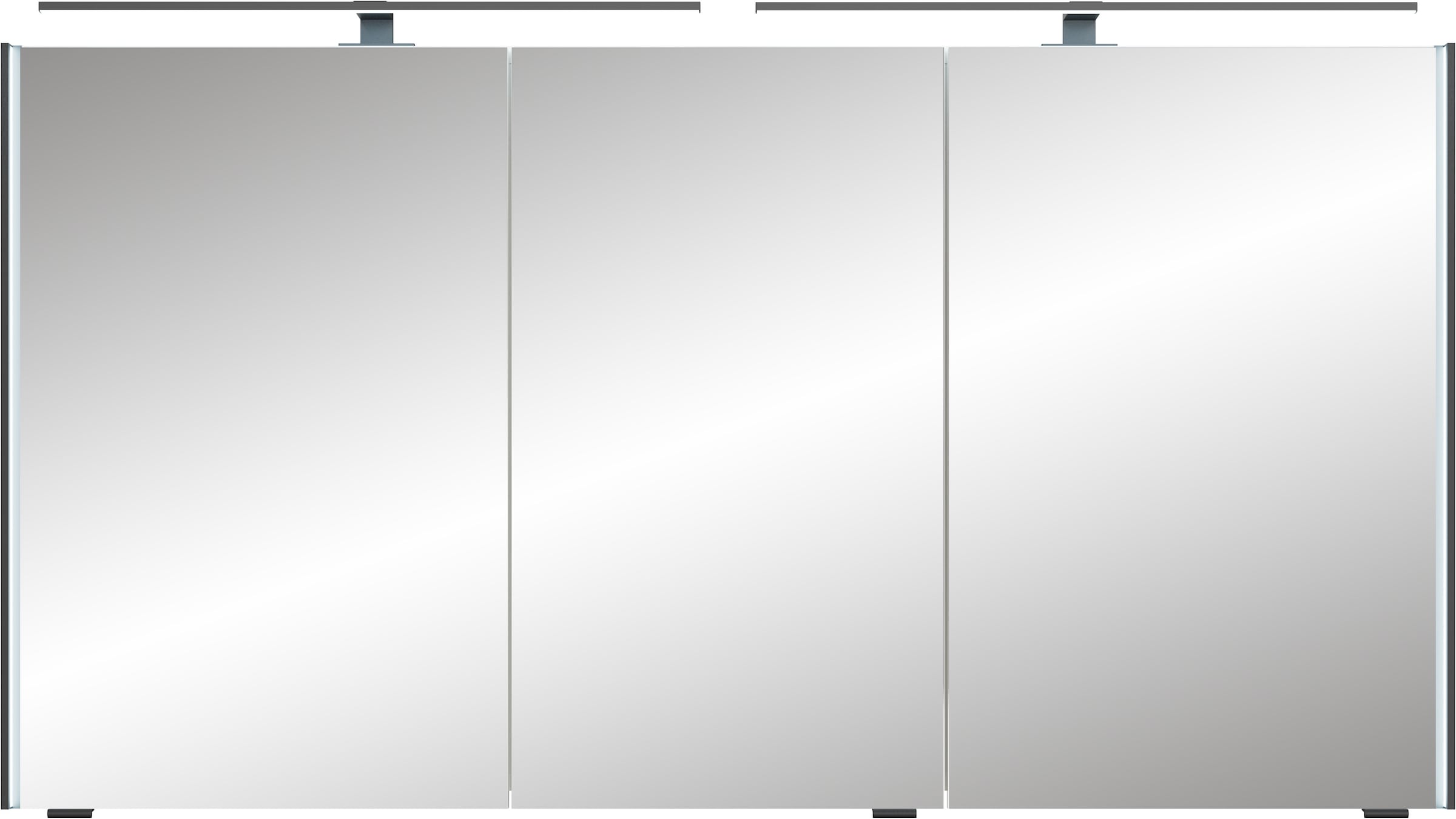Saphir Badmöbel-Set »Badezimmer-Set 133,2 cm breit, inkl. Türdämpfer, 3 Türen, 4 Schubladen«, (Set, 2 St.), Serie 7045 2-teilig Mineralmarmor-Doppelwaschtisch, LED-Spiegelschrank