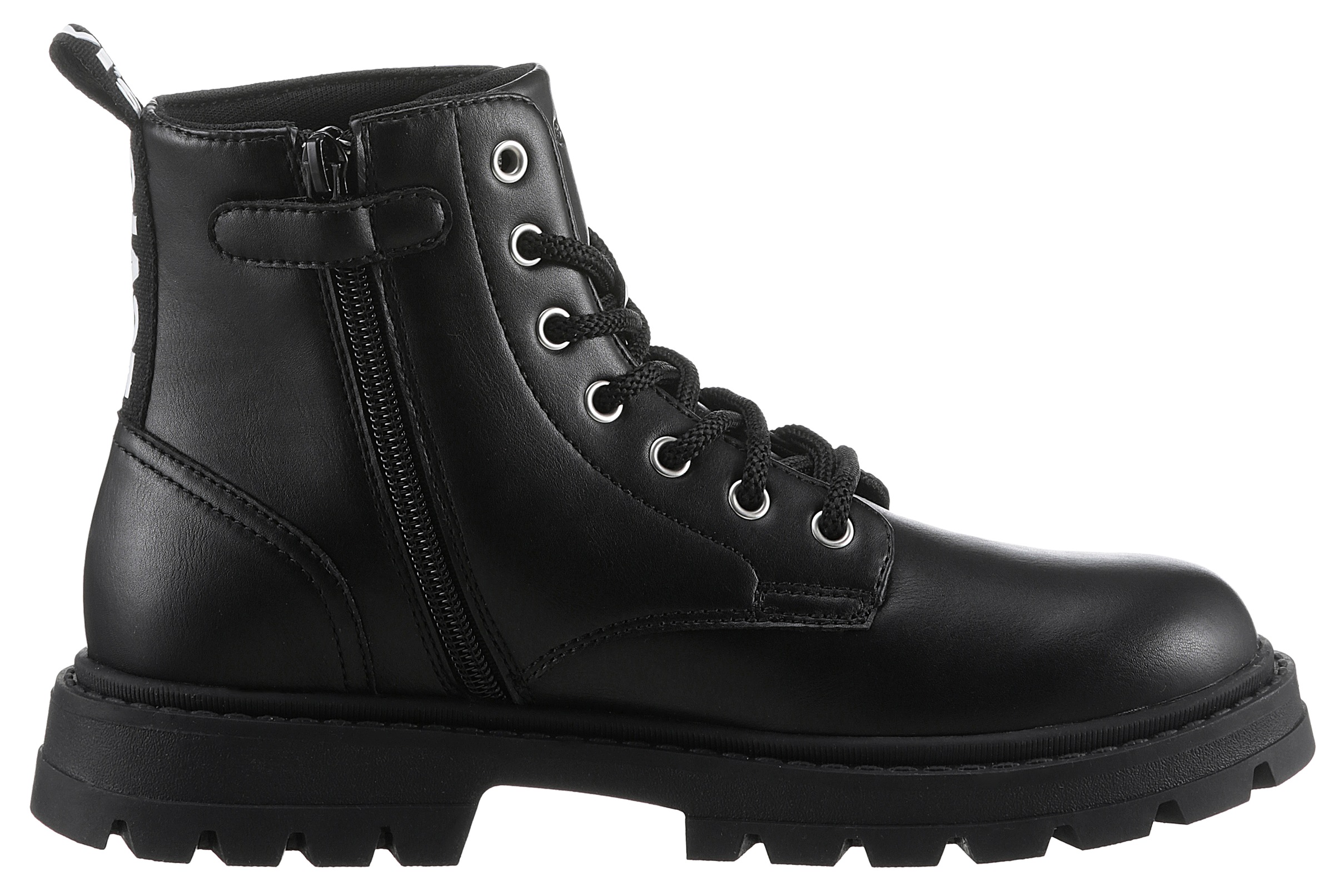 Levi's® Kids Schnürboots »LEVIS® PASADENA REFRESH«, Blockabsatz, Boots, Schnürstiefelette, logobedruckte Anziehlasche