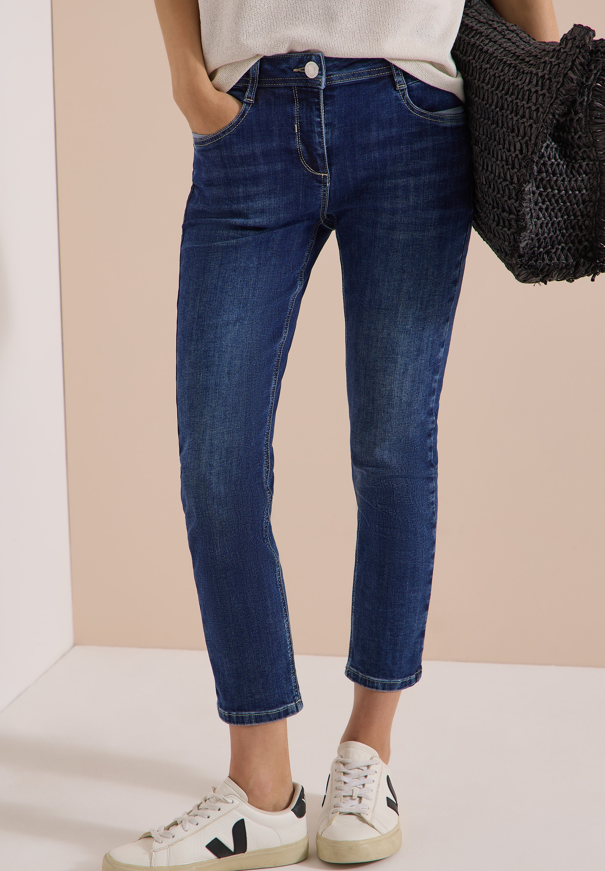 Cecil Slim-fit-Jeans »Style Scarlett« mit Reißverschluss, Stretchanteil, ideal für warme Tage