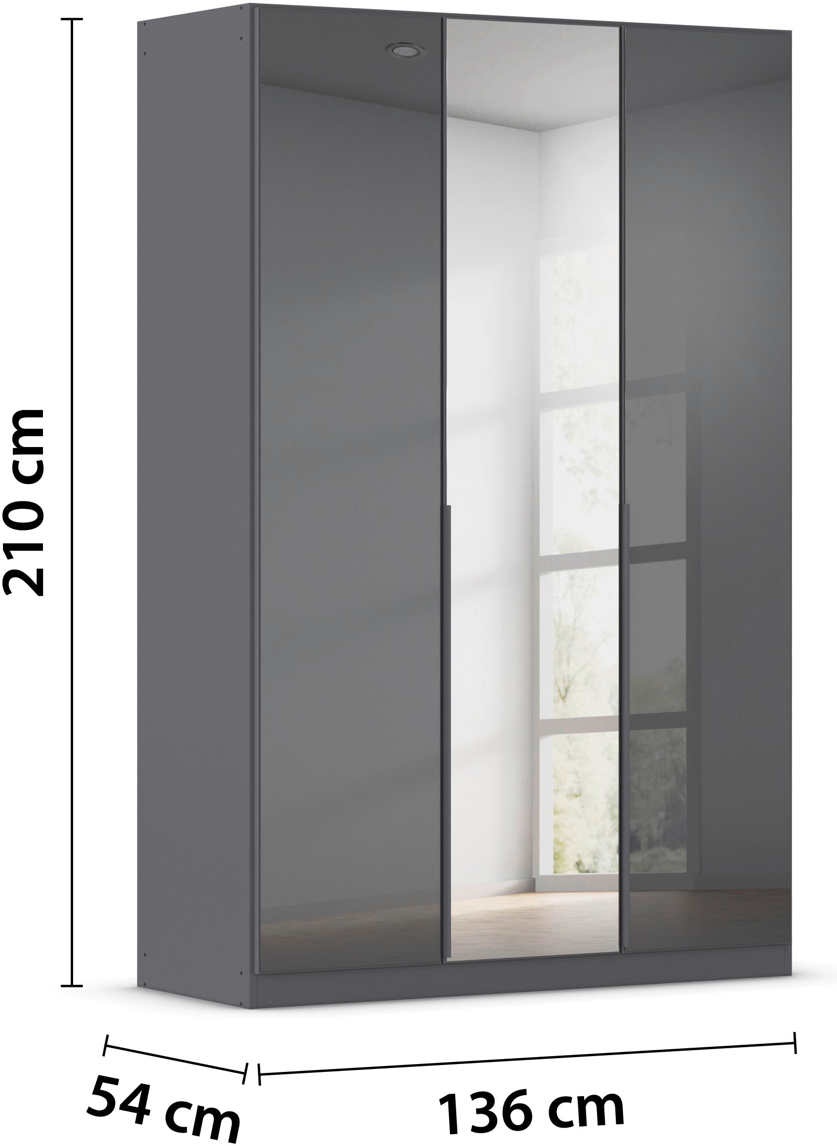 rauch Drehtürenschrank »Kleiderschrank Kleiderschränke Schrank Garderobe AGORDO mit Glasfront«, (in zwei Griff-Farben), durchdachte Innenausstattung, in 6 Breiten und 2 Höhen MADE IN GERMANY