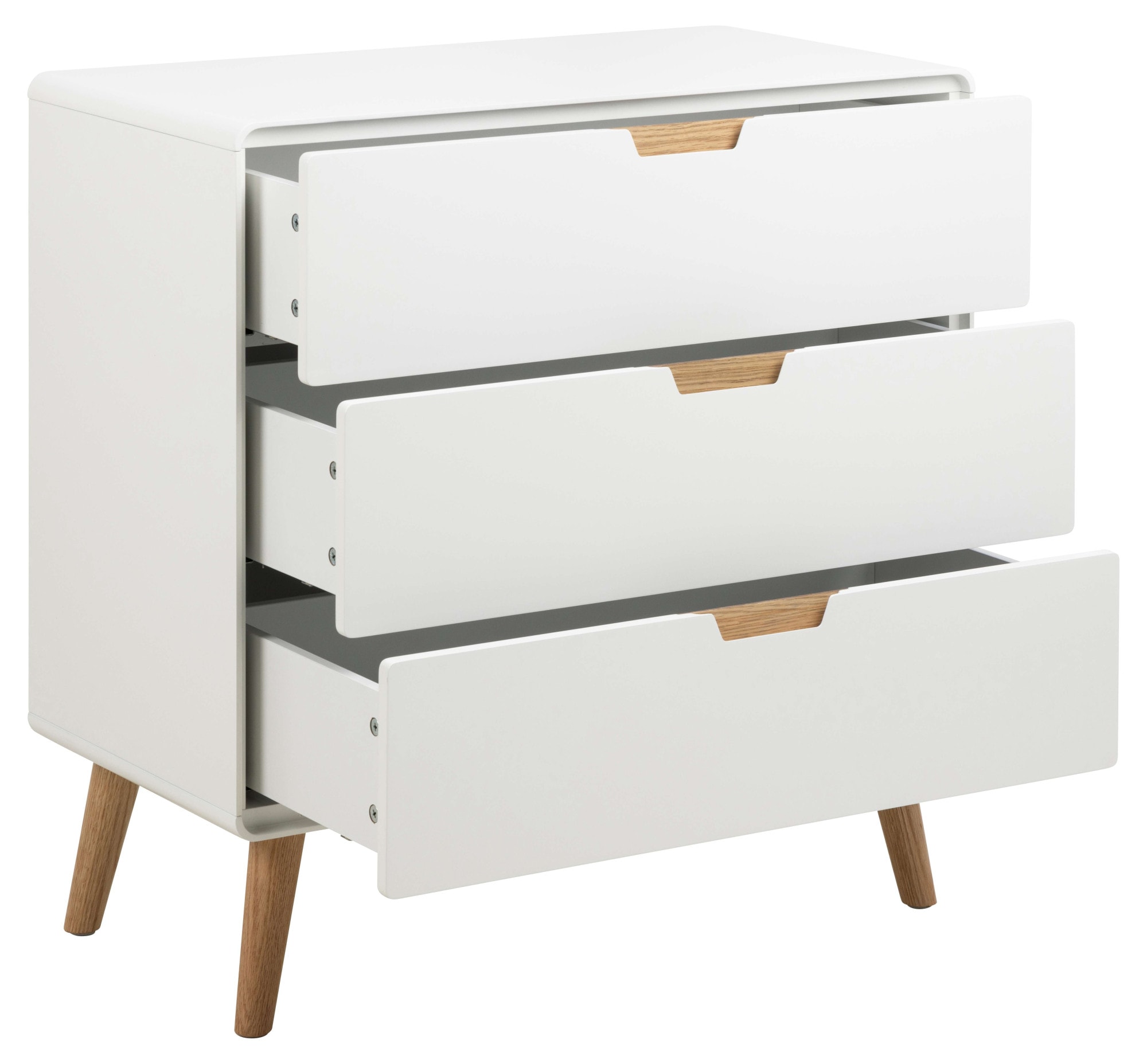 ACTONA GROUP Sideboard »Lowell«, 3 Schubladen mit Dämpfung, nordischer Stil, Weiß, B: 80 cm