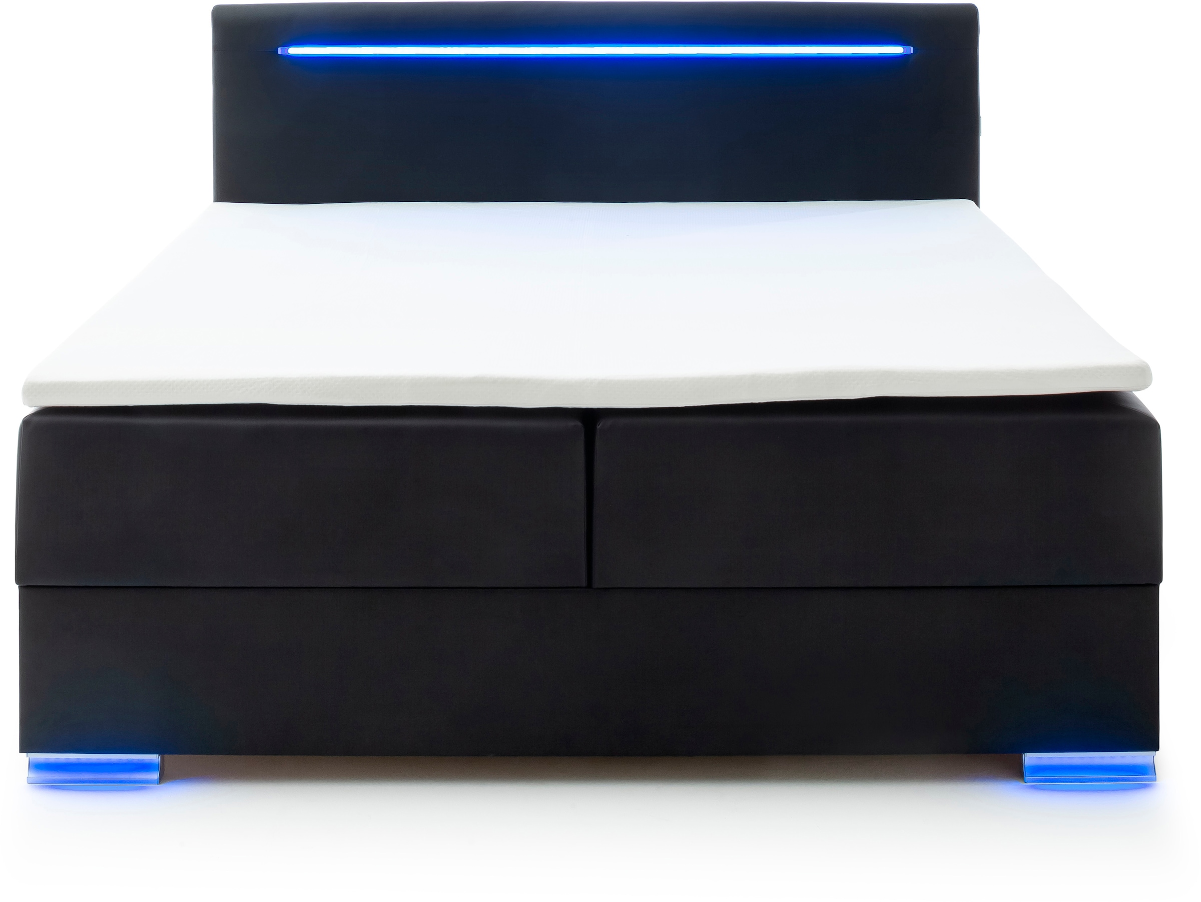 meise.möbel Boxspringbett »Las Vegas«, Füße und Kopfteil mit LED-Beleuchtung, mit Bettkasten und Topper