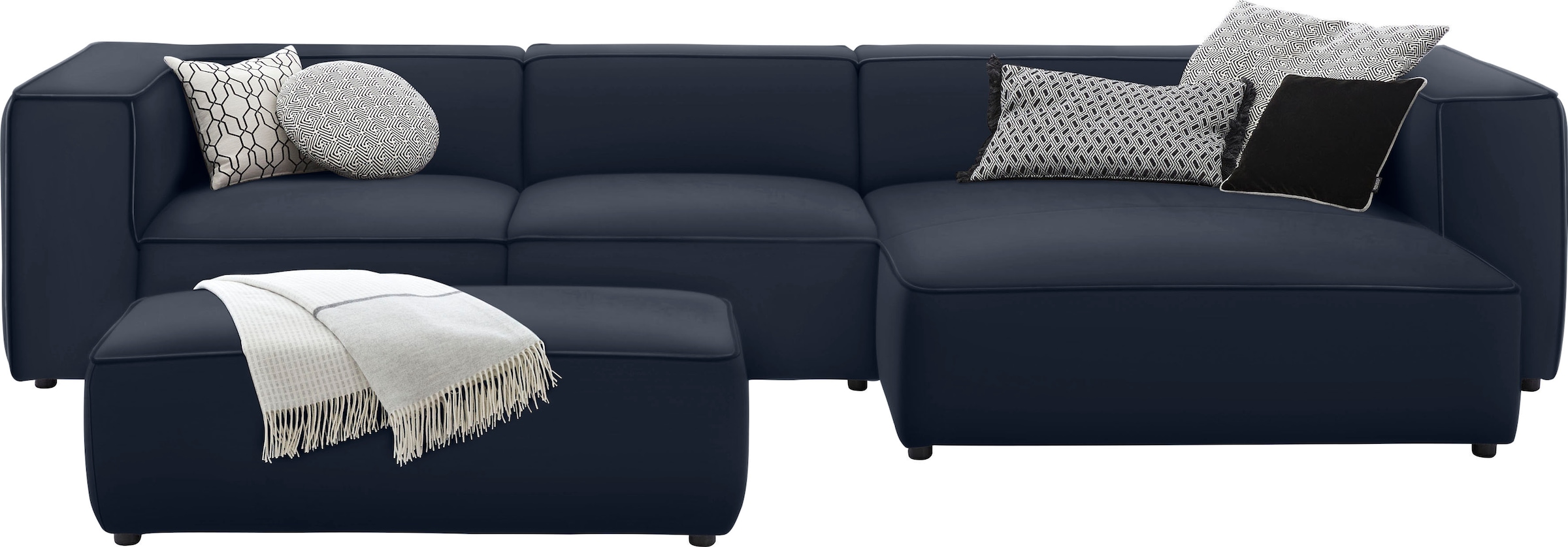W.SCHILLIG Ecksofa »around-the-block«, mit eleganter Biese, mit Federkern, Breite 341 cm