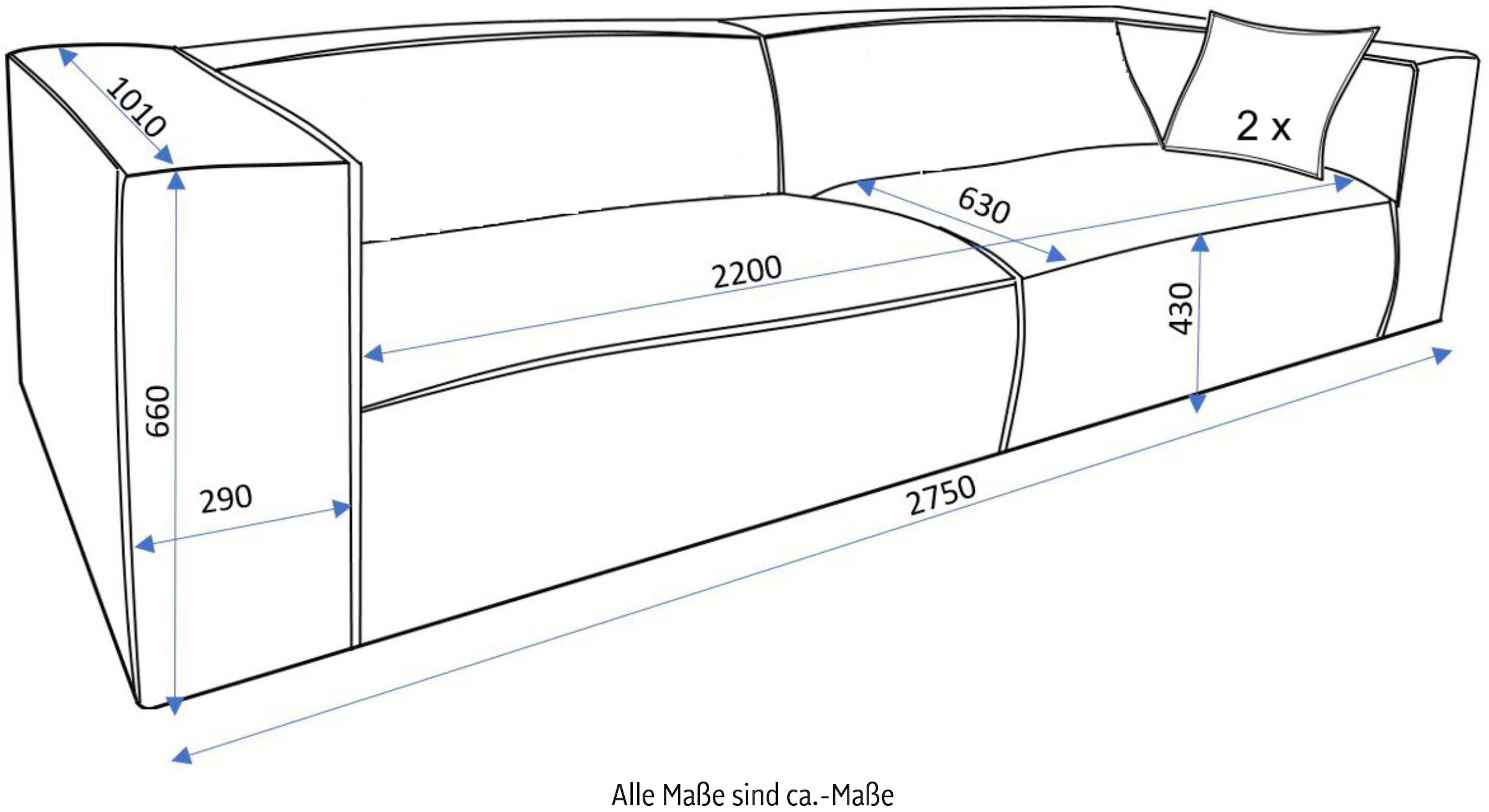 andas 3-Sitzer »BAKELS, Couch in Cord oder Boucle-Stoff, Sofa im modernen Design«, bequemer Sitzkomfort,in 2 Stoffen und 8 Farben lieferbar