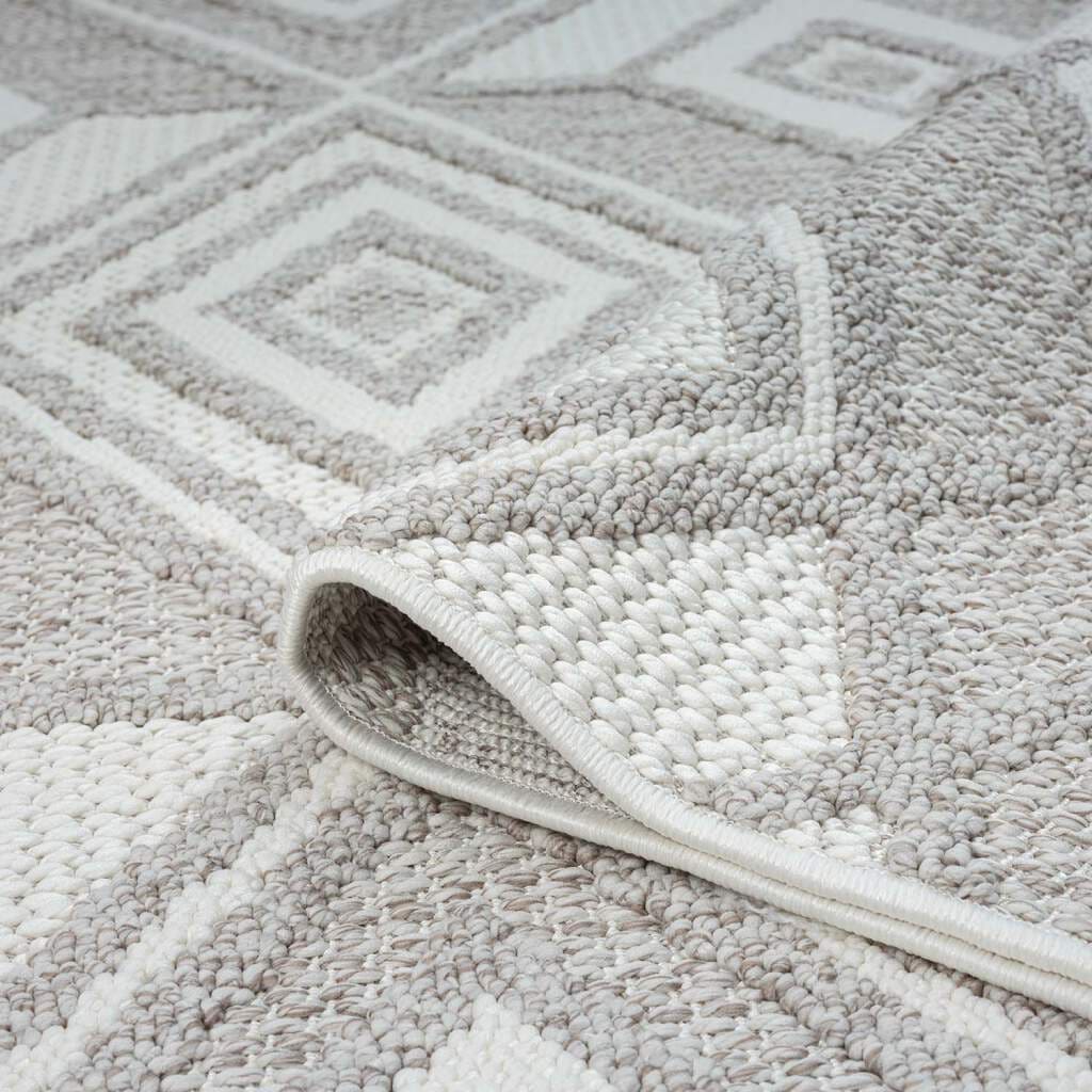 Carpet City Teppich »LINDO 8875«, rechteckig, 11 mm Höhe, Kurzflor, Hochtief-Muster/ 3D-Effekt, Fransen, Boho-Stil, Wohnzimmer