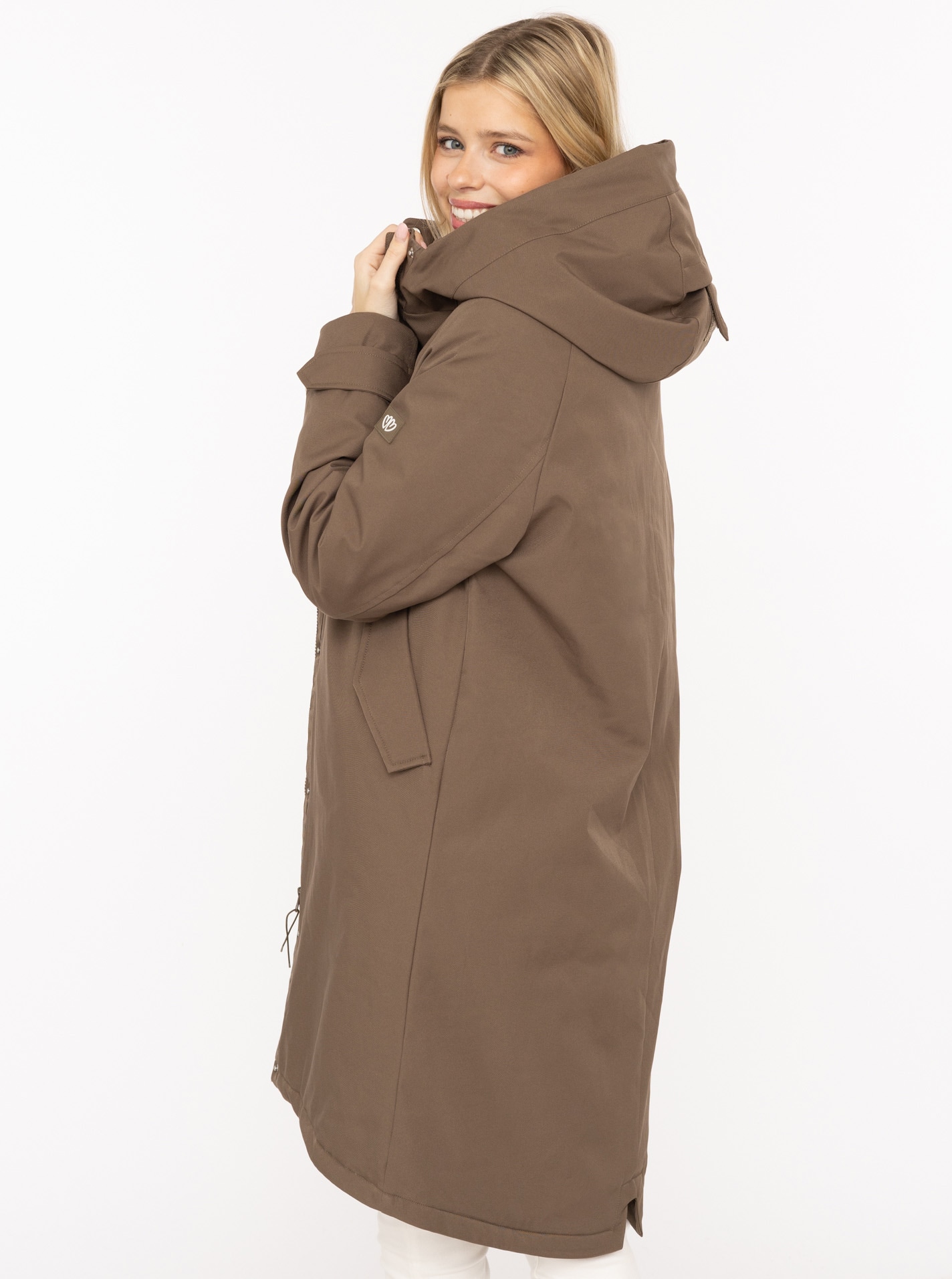 Zwillingsherz Kurzmantel »"Keep Smiling"« Kapuze, verdeckter Reißverschluss